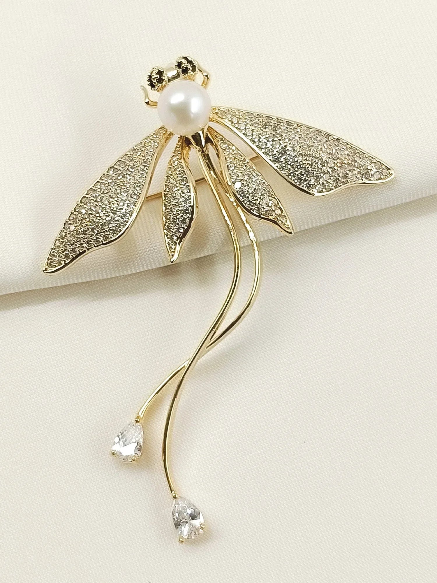 Chetaki White Dragonfly Brooch