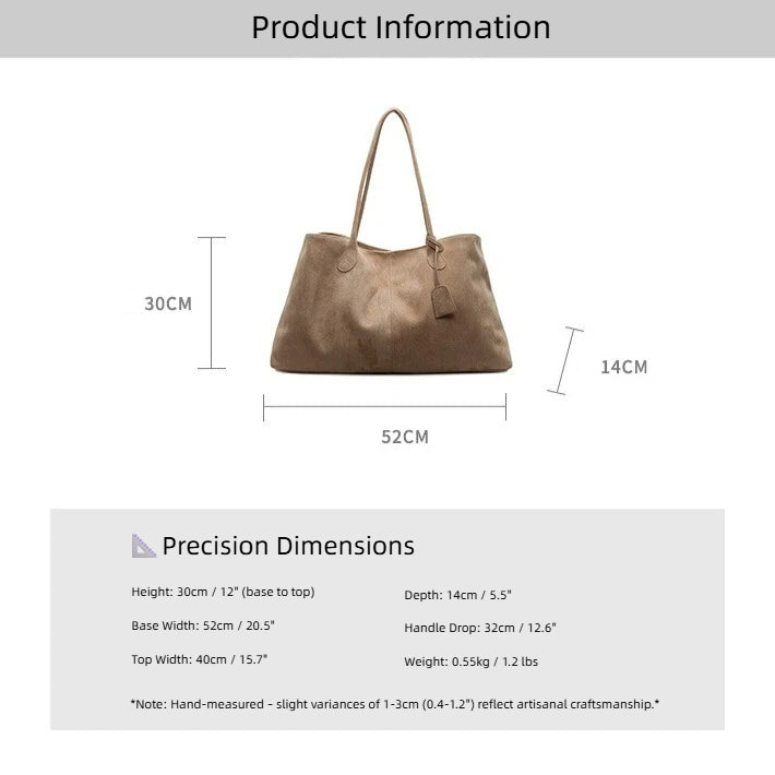Women's Luxe Suede Minimalist Tote Bag — Spacious Carryall with Curated Everyday Elegance
