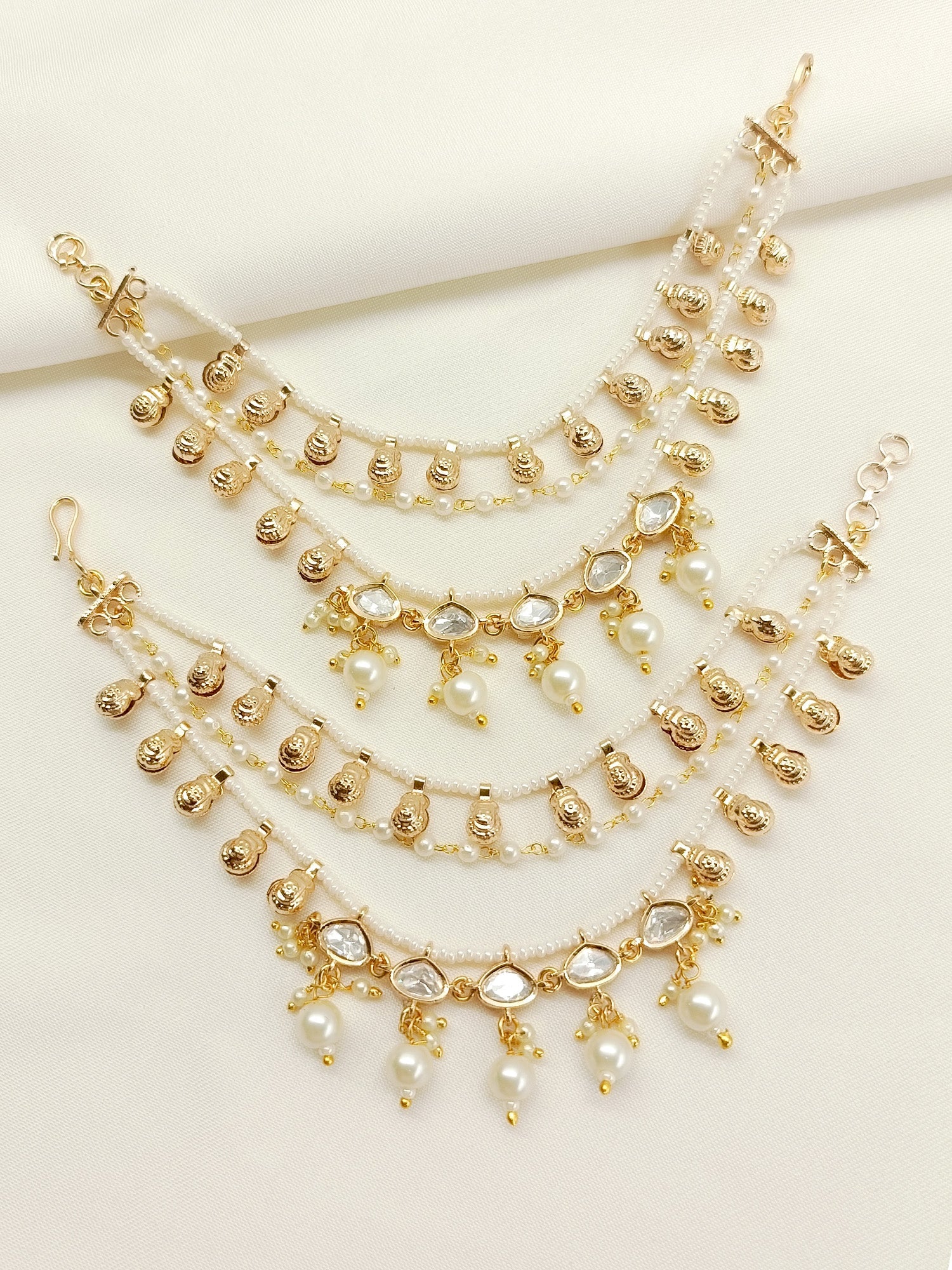 Madhavika White Traditional Ear Chain.