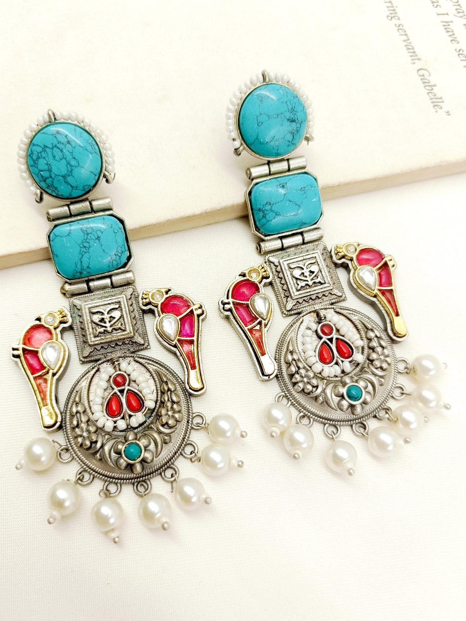 Aasia Multi Colour Oxidized Earrings - qivii