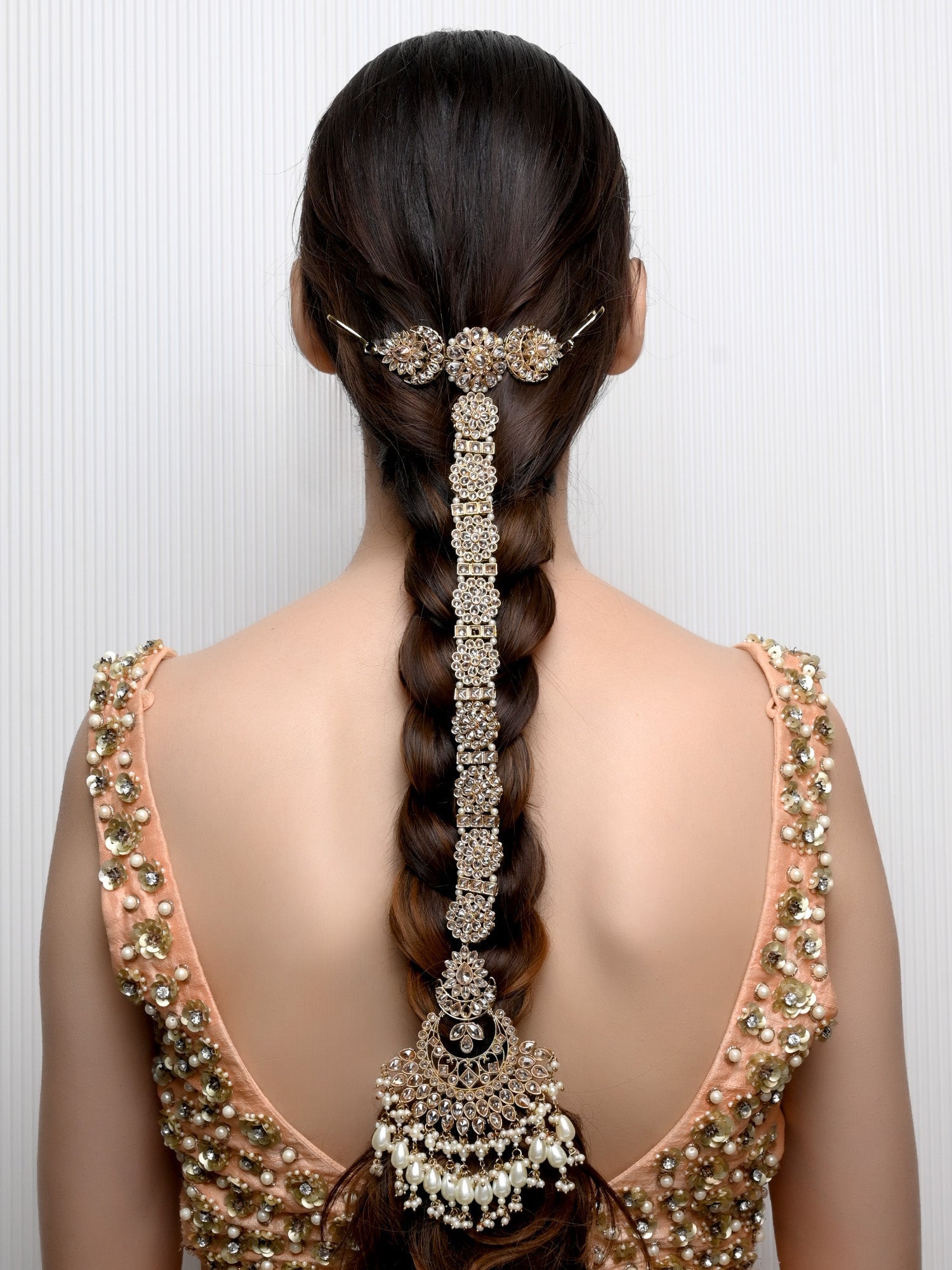 Bhavani White Braid Accessories In Polki - qivii