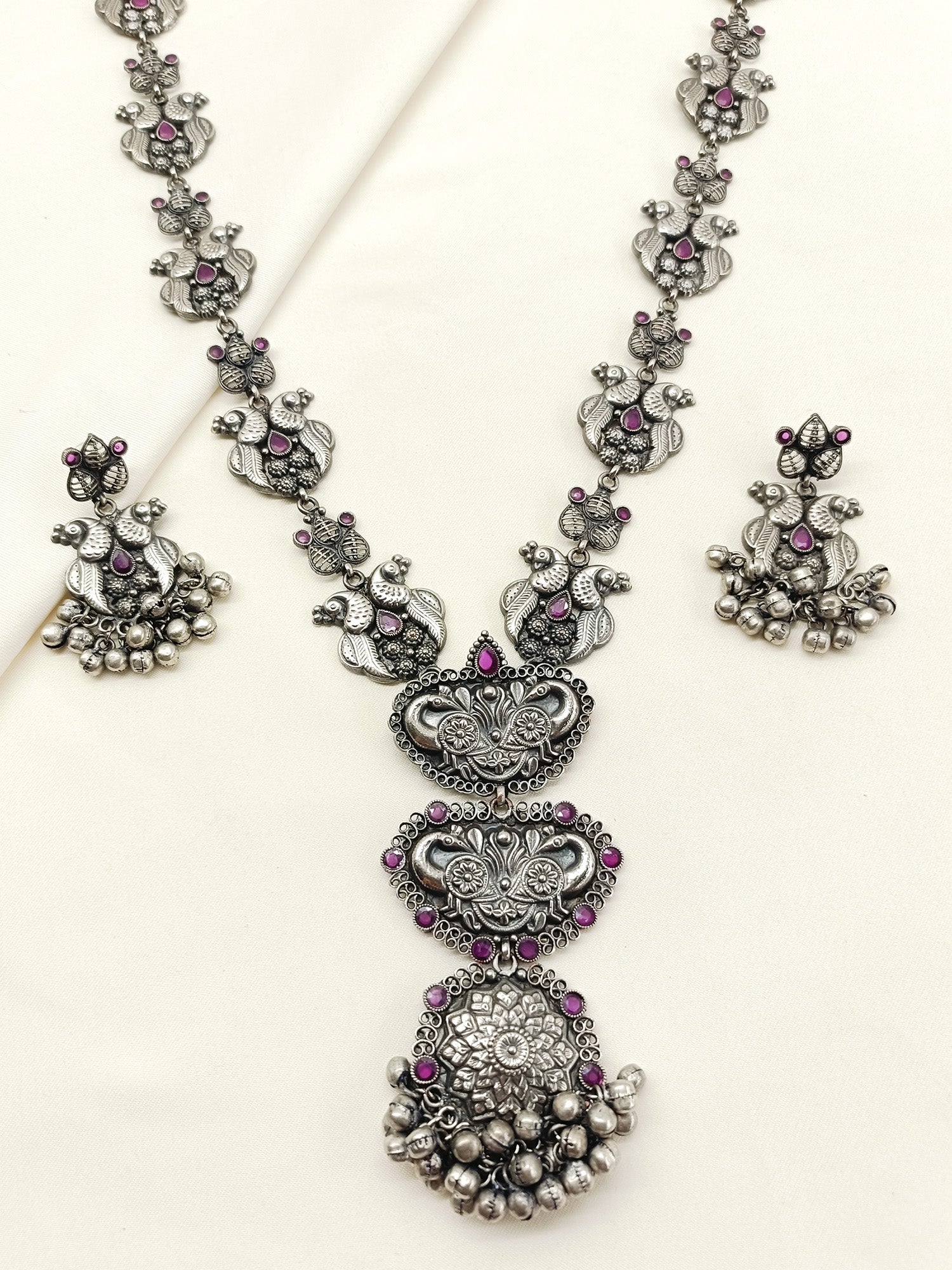 Hridaya Ruby Oxidized Necklace Set