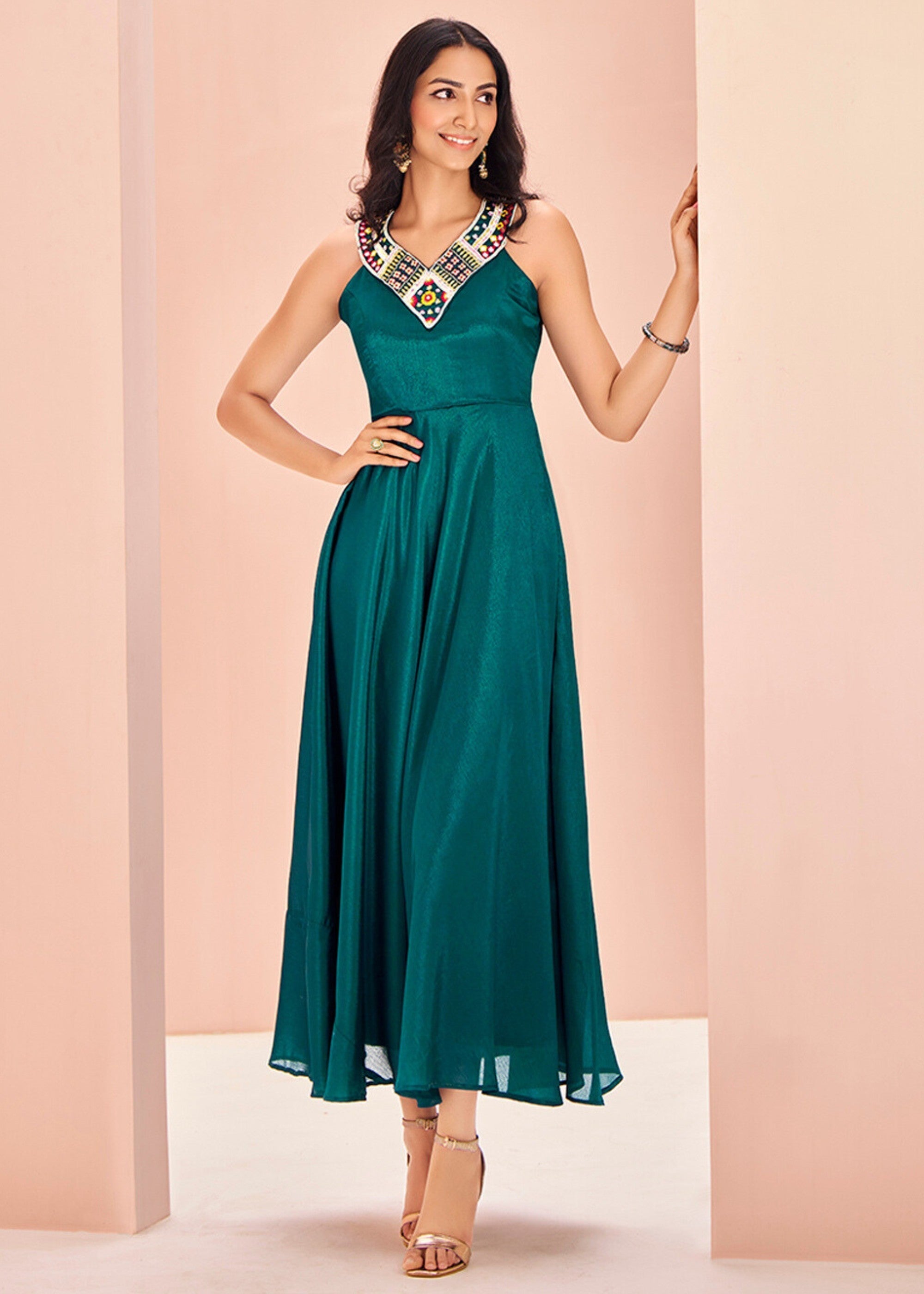 Teal Handwork Tunic - qivii