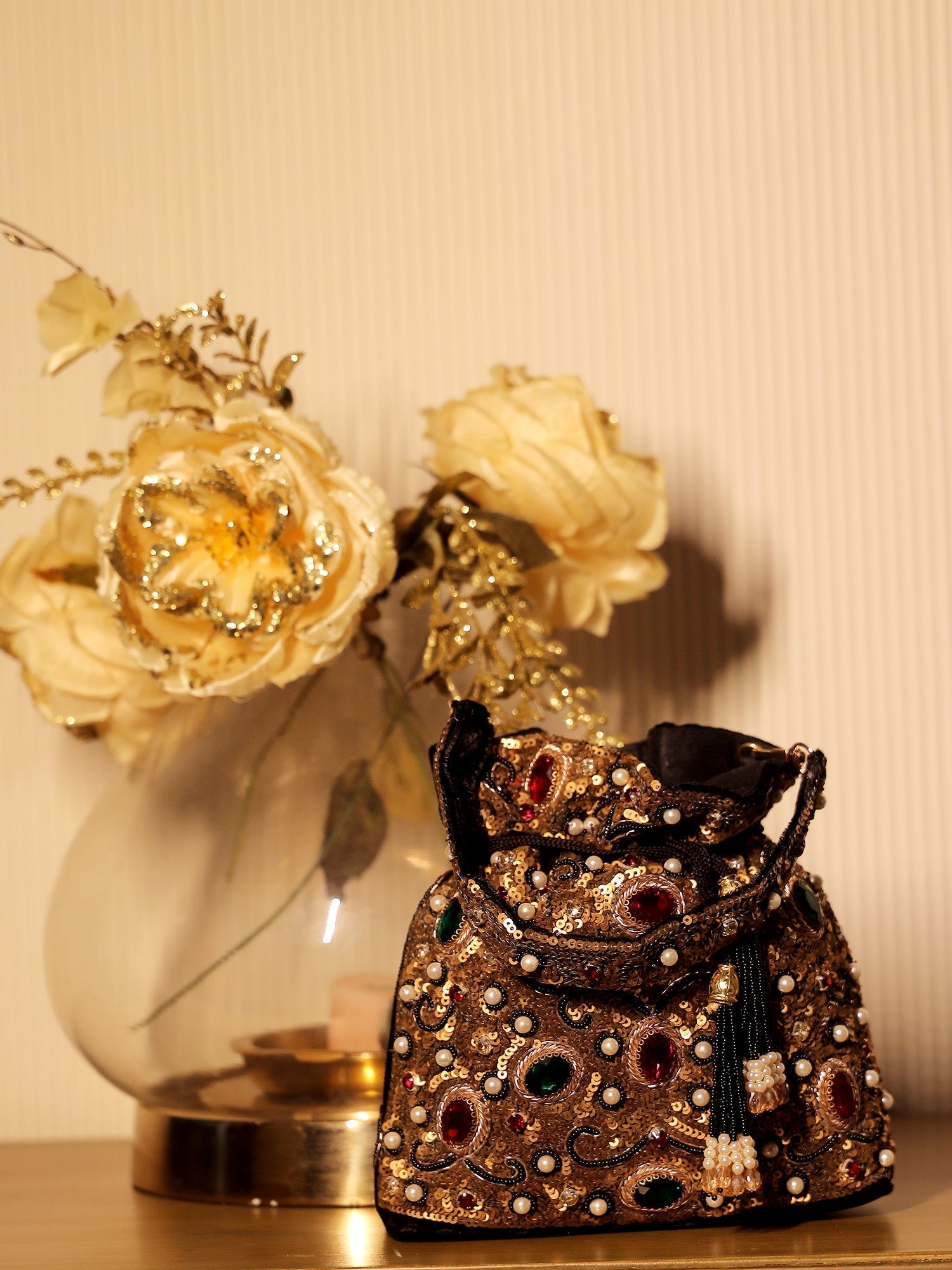 Chanchal Black Potli Bag - qivii