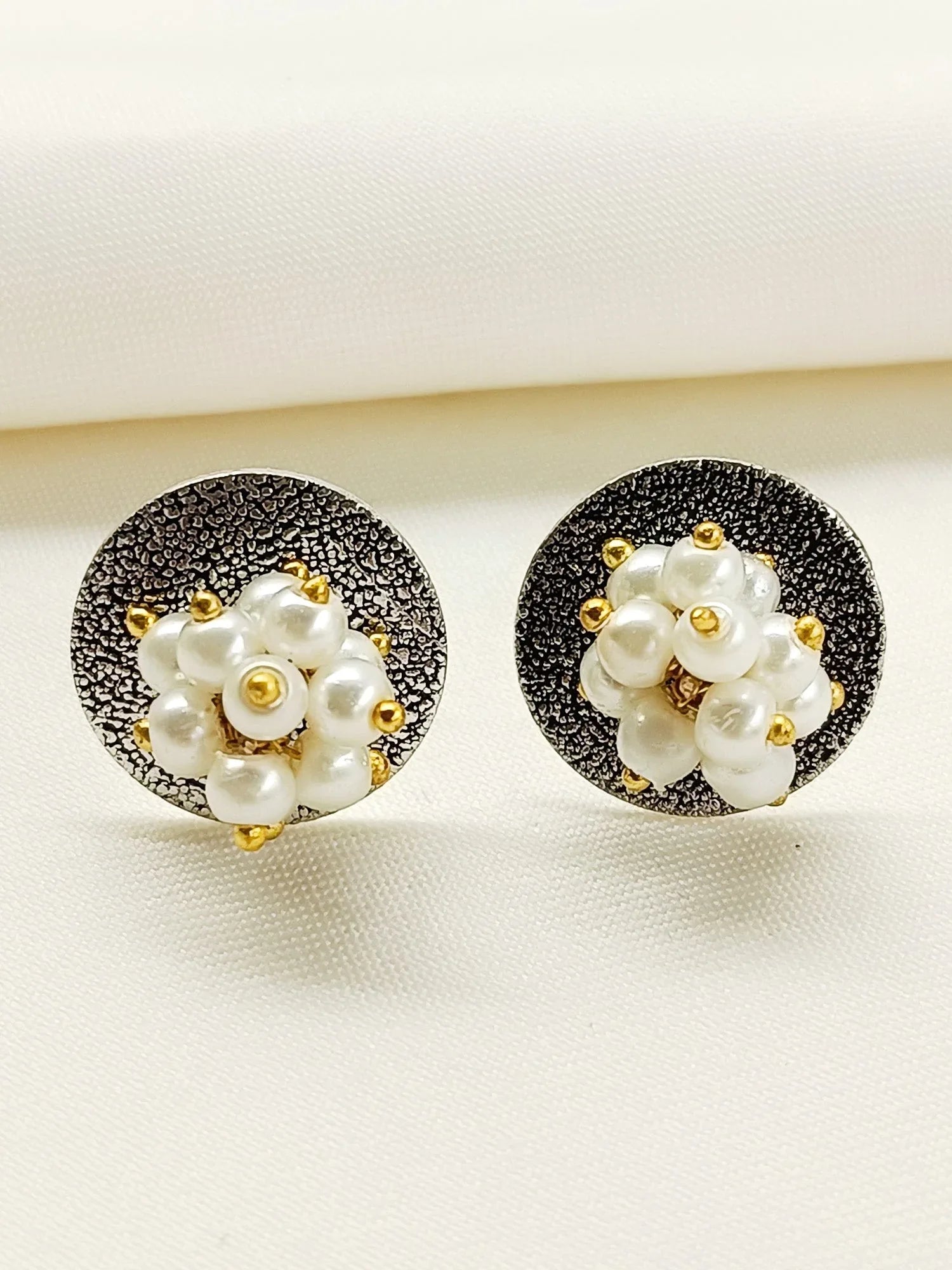 Pranami White Pearl Oxidized Tops