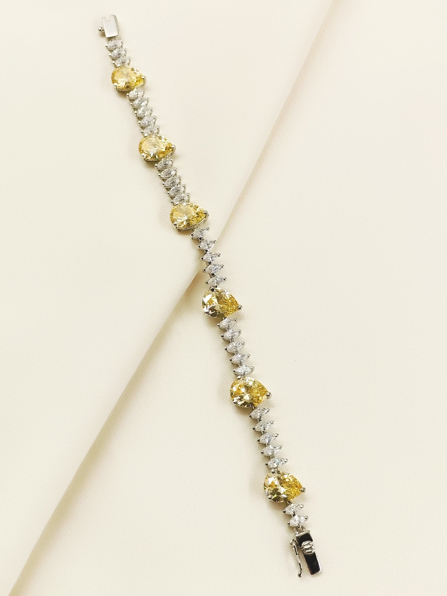 Dhatri Yellow 92.5 Silver Swarovski Stone Bracelet