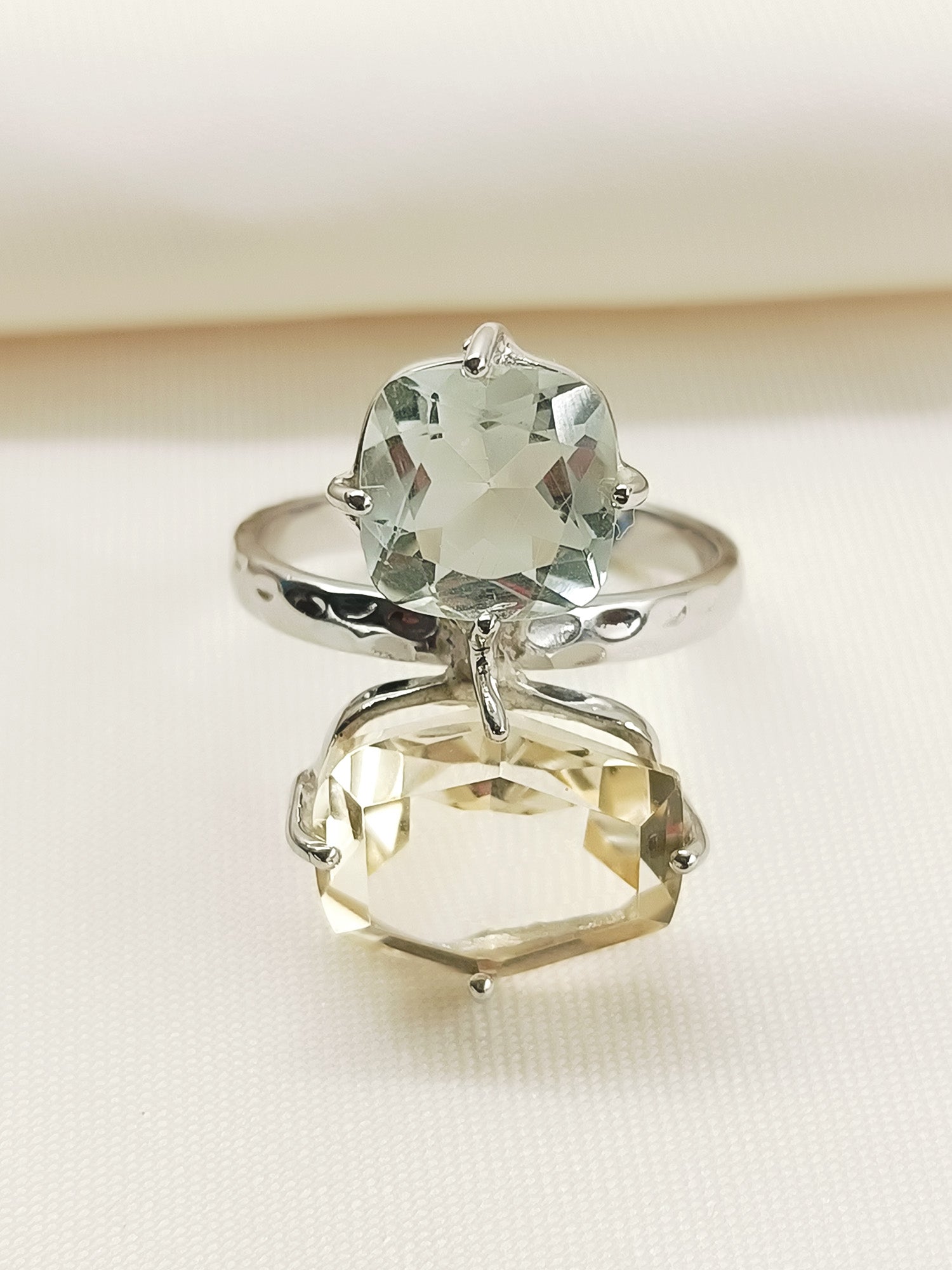 Pragya Multi Colour 92.5 Silver Prasiolite Stone Finger Ring