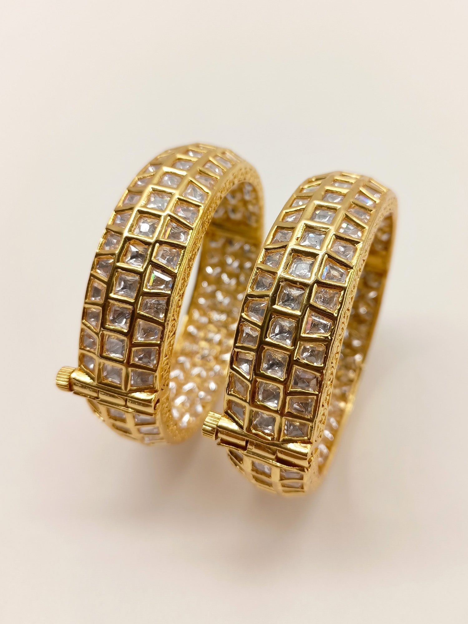 Phaani Gold Plated Kundan Kada Set Of 2 - qivii