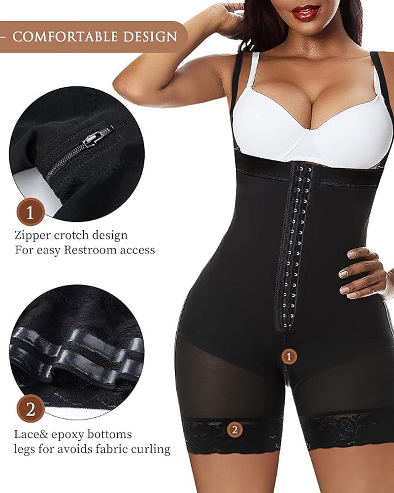 Shapshe® Tummy Control Body Shaper Butt Lifter Thigh Slimmer Faja Plus Shapewear with Zipper Crotch - By Qivii