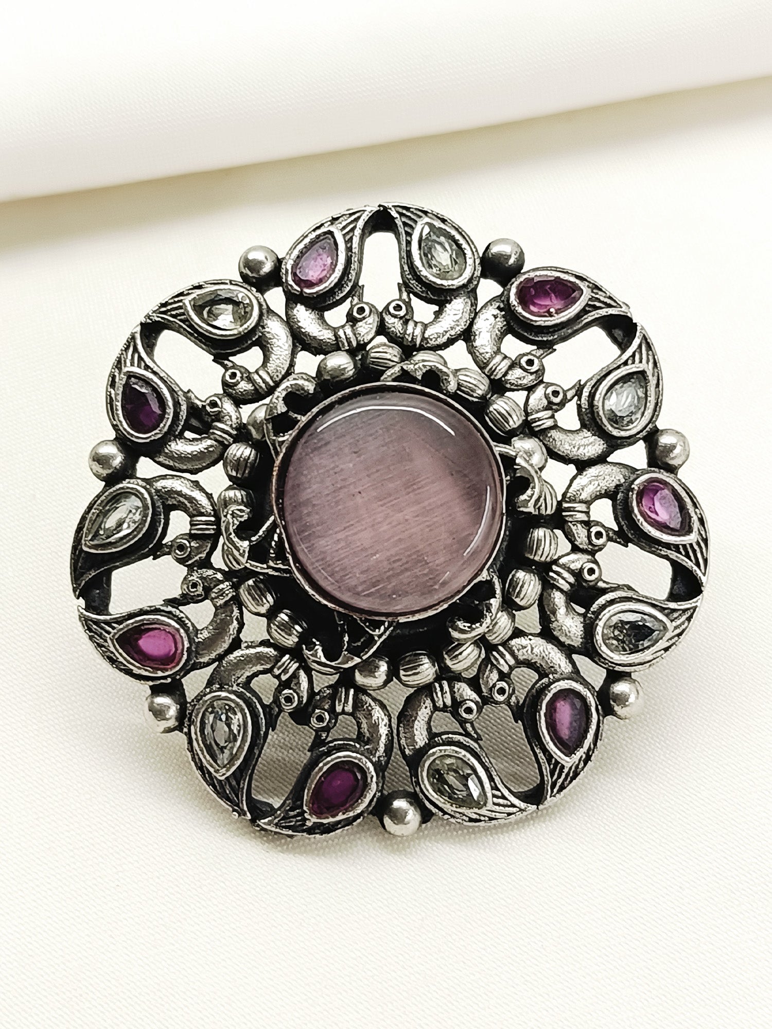 Krsnananda Baby Pink Oxidized Finger Ring