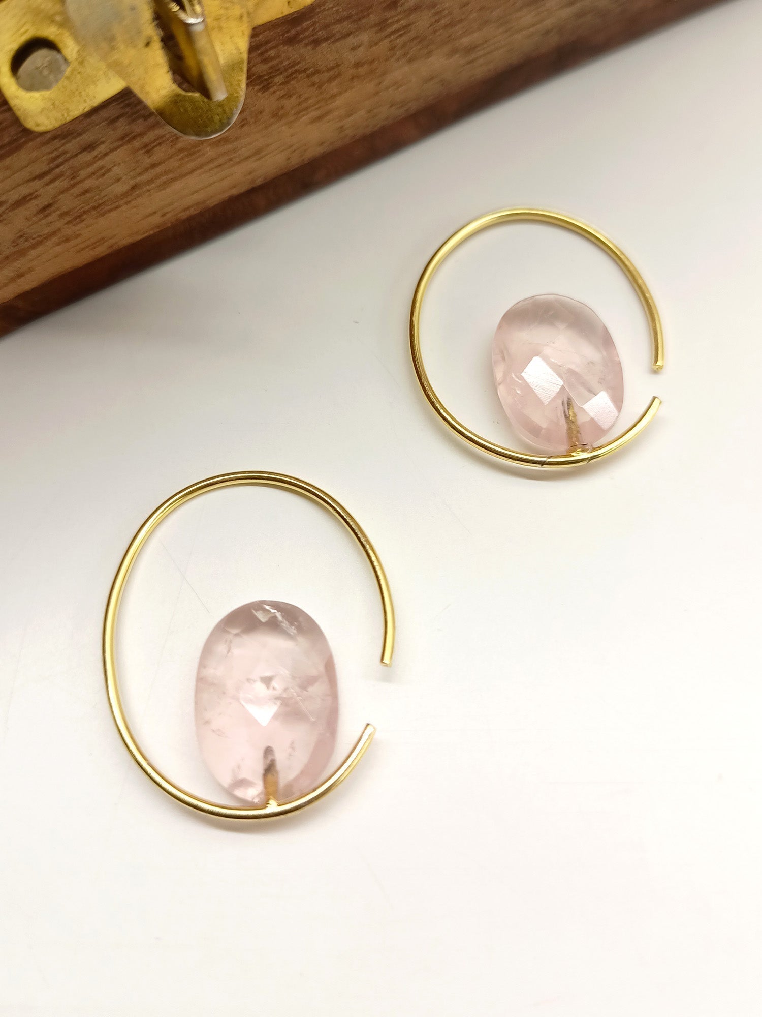 Aayushi Pink Gold Plated Western Hoops - qivii