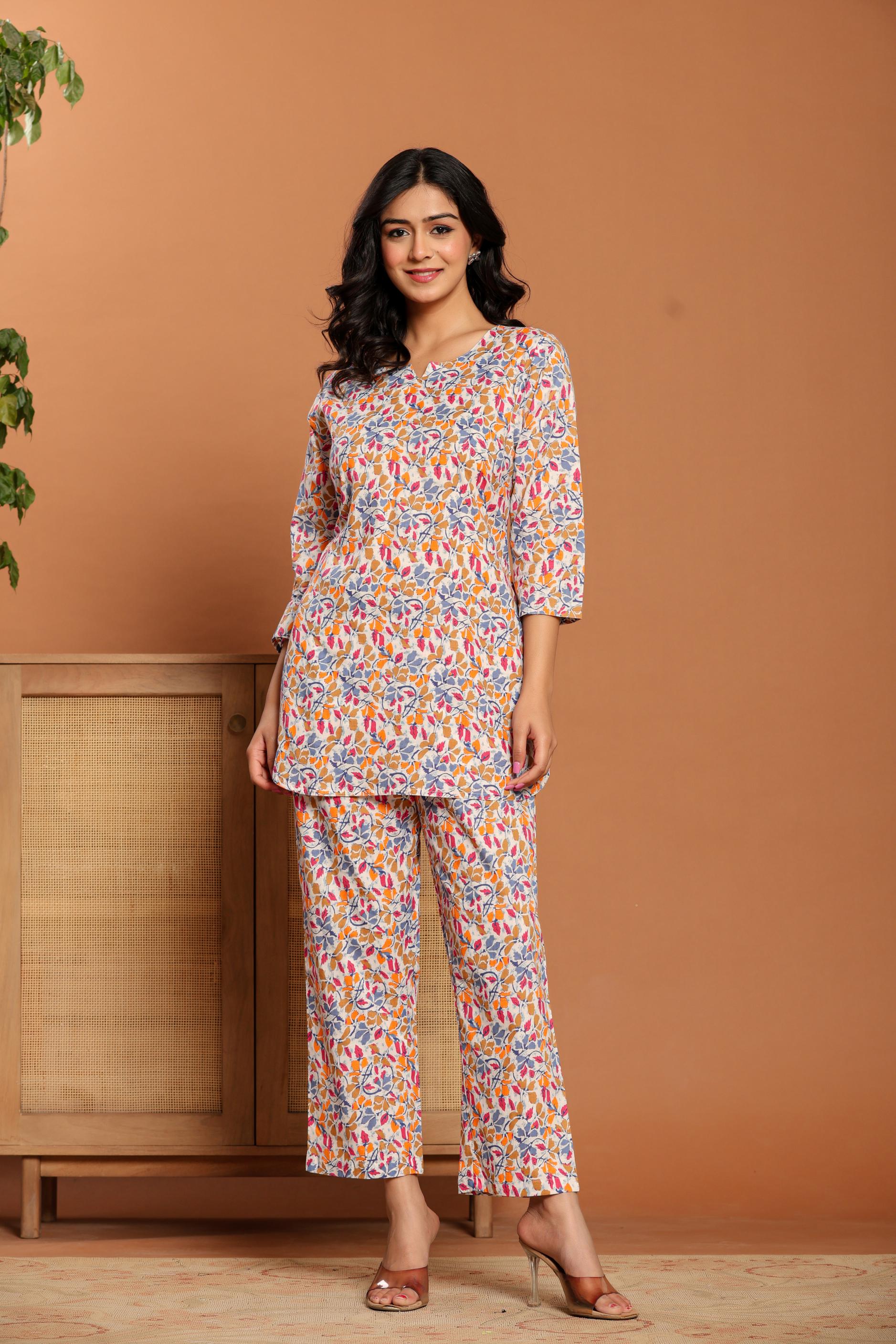 Multicolor Printed Cotton Co- Ord Set