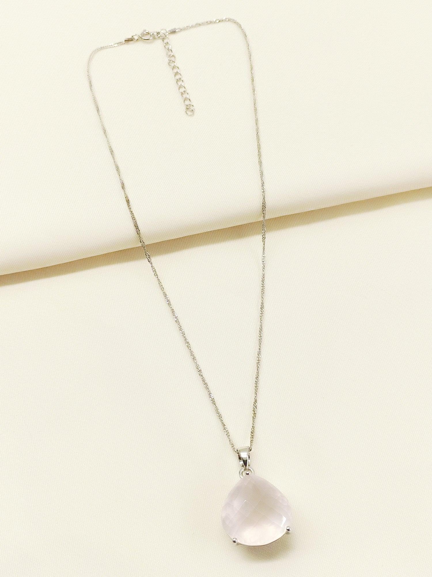Xamiya Baby Pink 92.5 Silver Rose Quartz Crystal Pendal