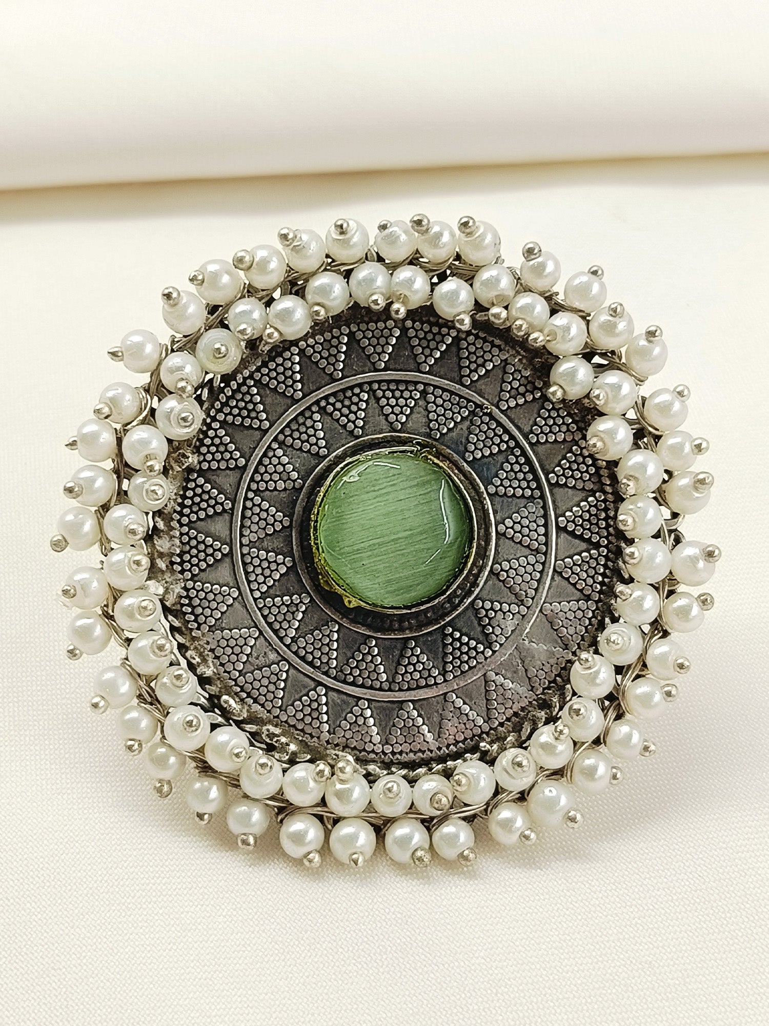 Birch Mint Green Oxidized Finger Ring