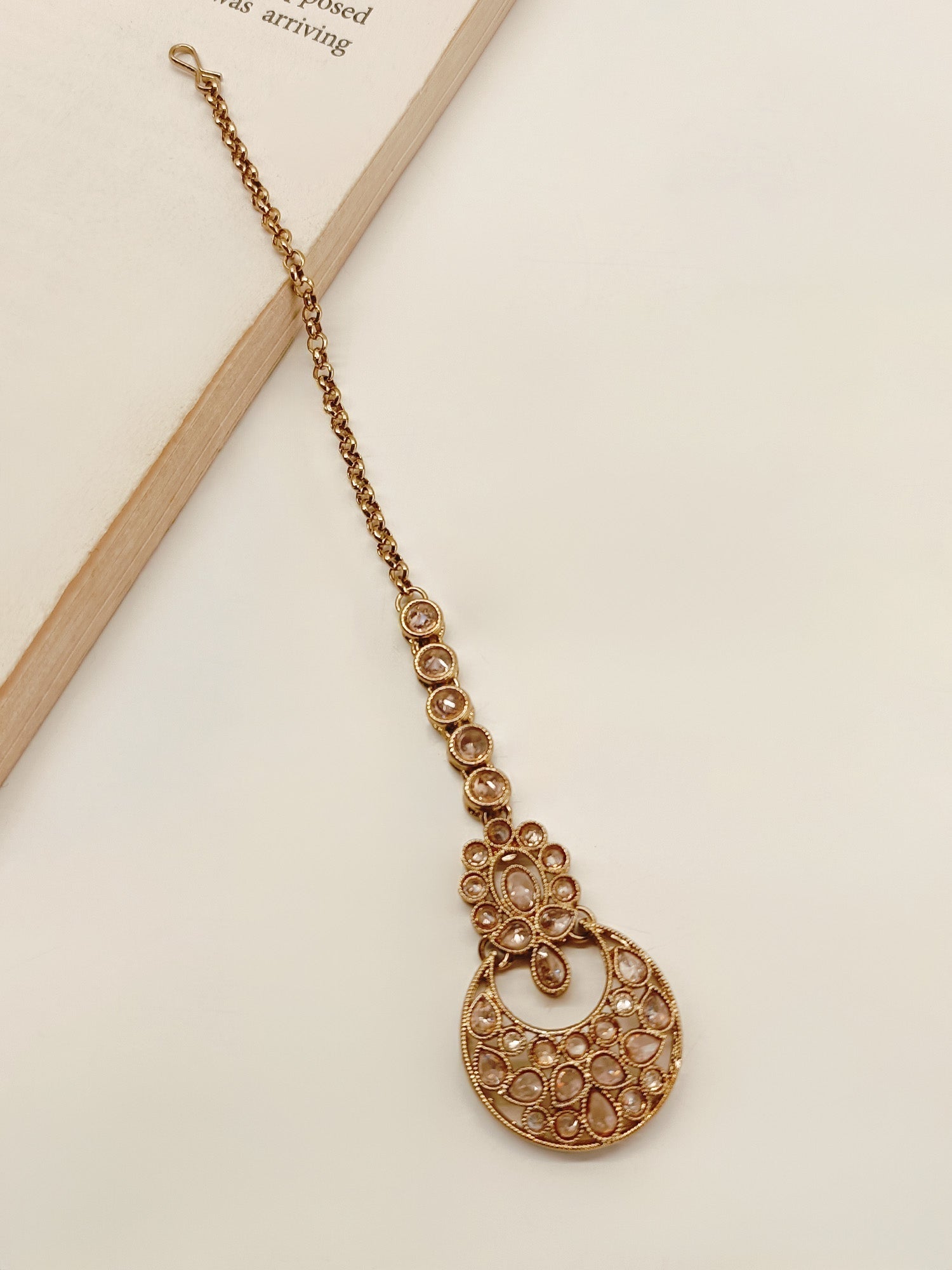 Rumanya Copper Polki Maangtikka - qivii