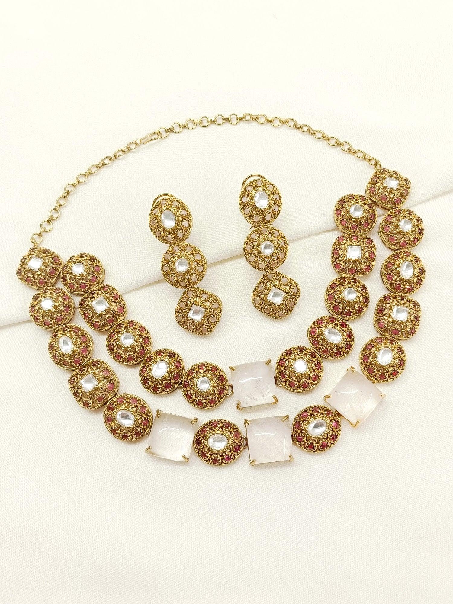 Chhaya Pink Antique Necklace Set