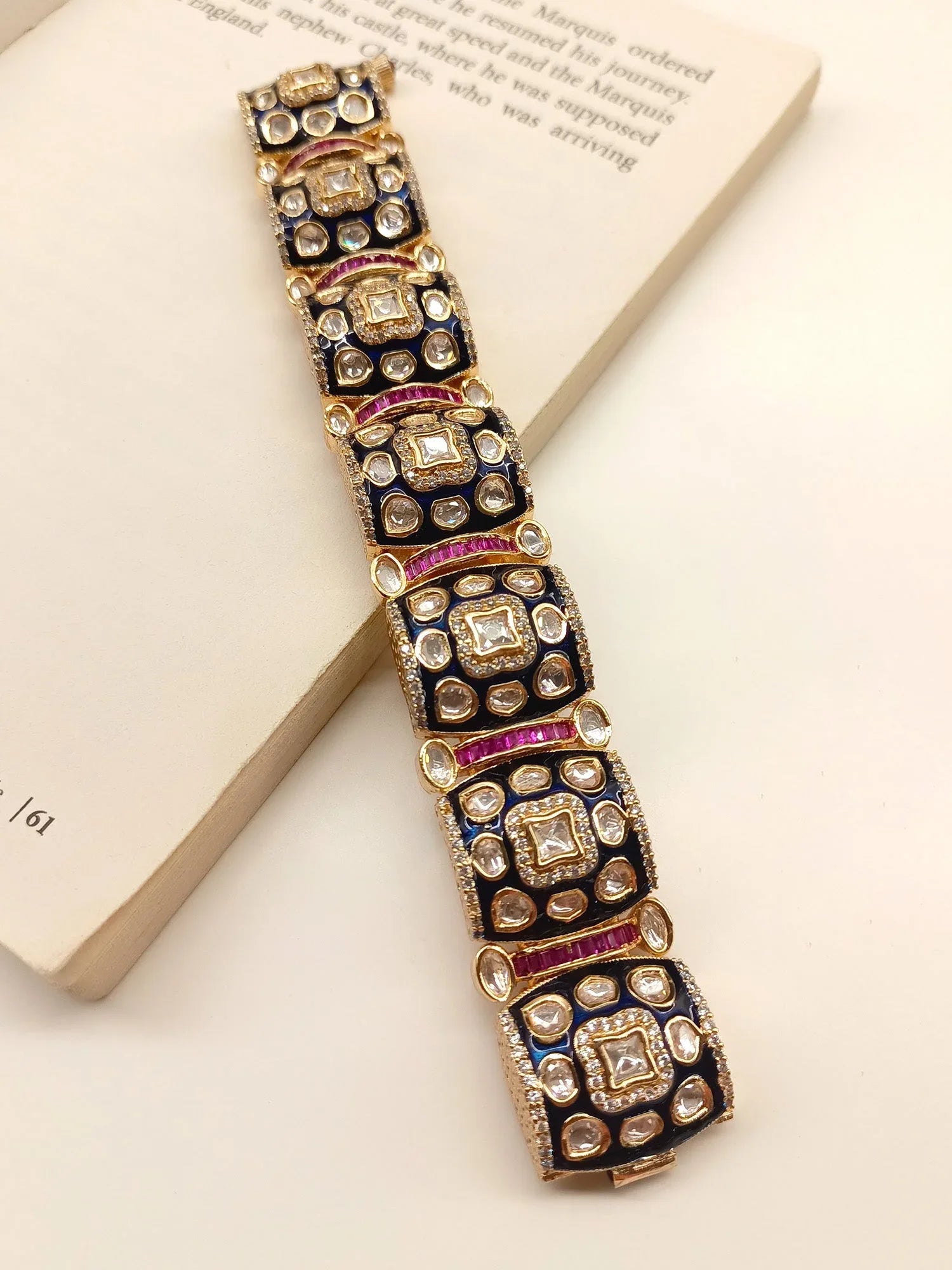 Tamanna Navy Blue Kundan Bracelet