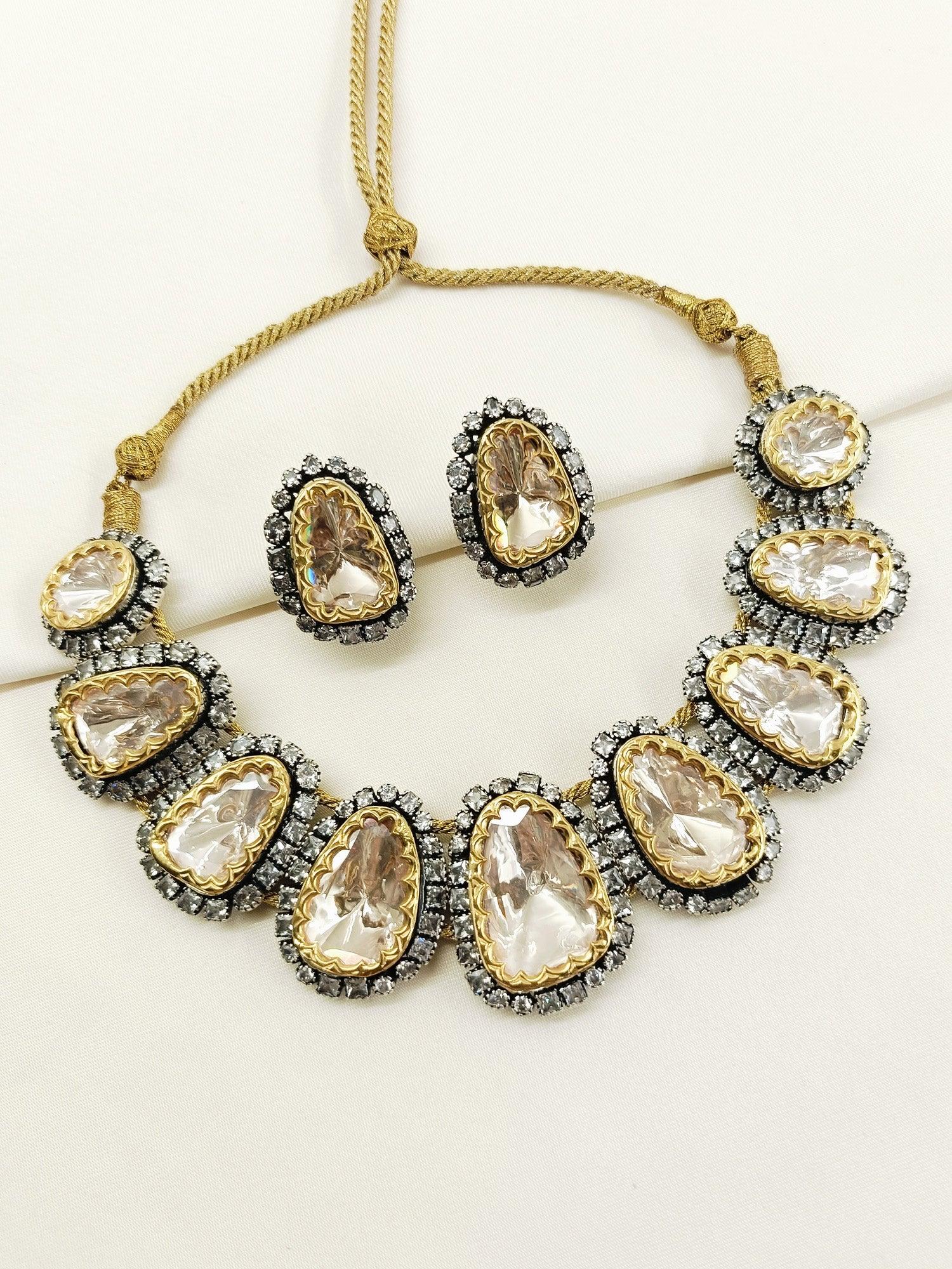 Nabila 92.5 Silver Moissonite Necklace Set