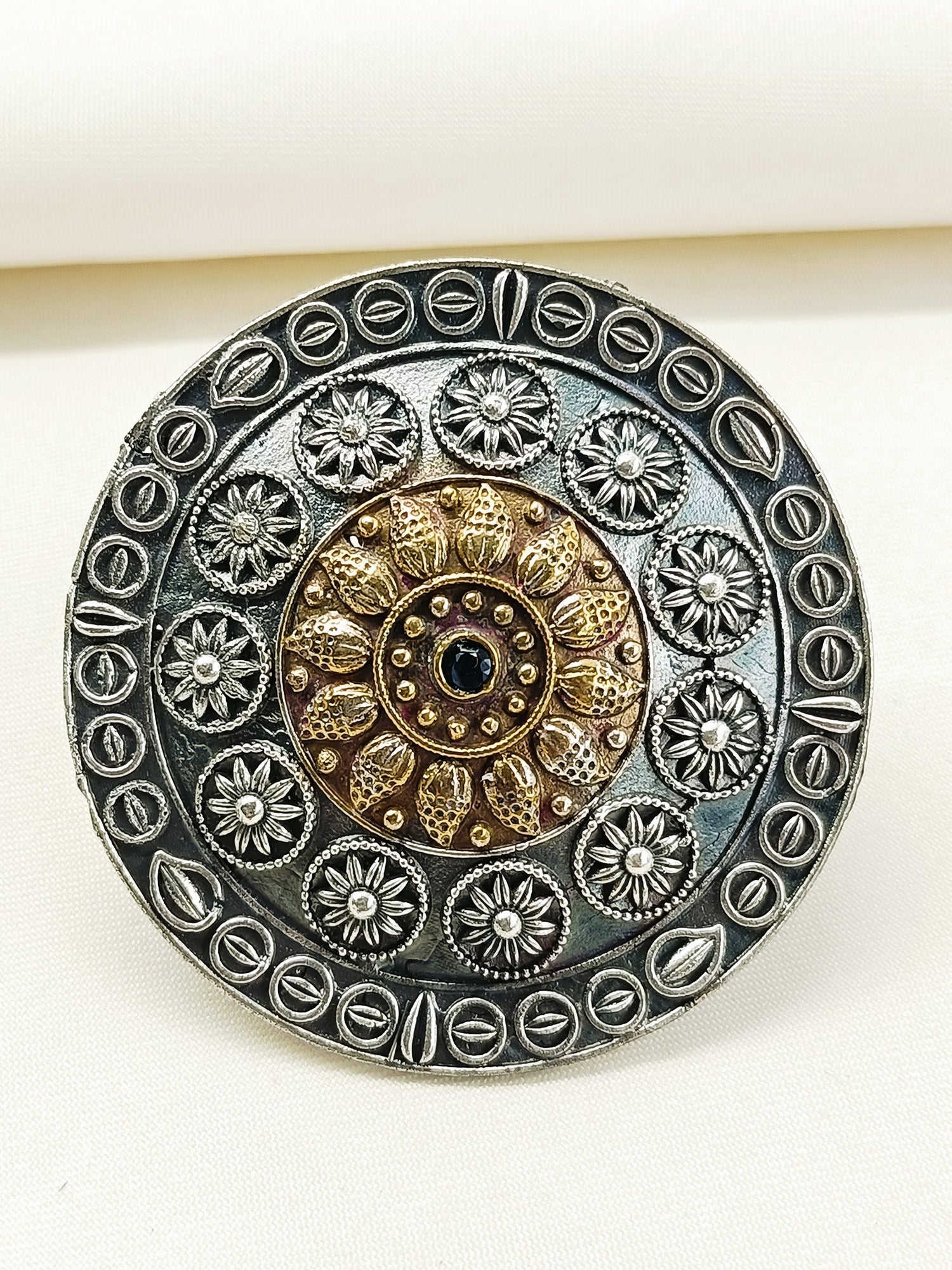 Dhatrananda Navy Blue Oxidized Finger Ring