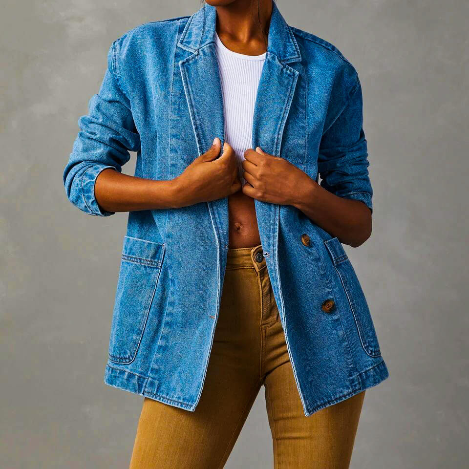 Sloane Premium Denim Blazer - By Qivii
