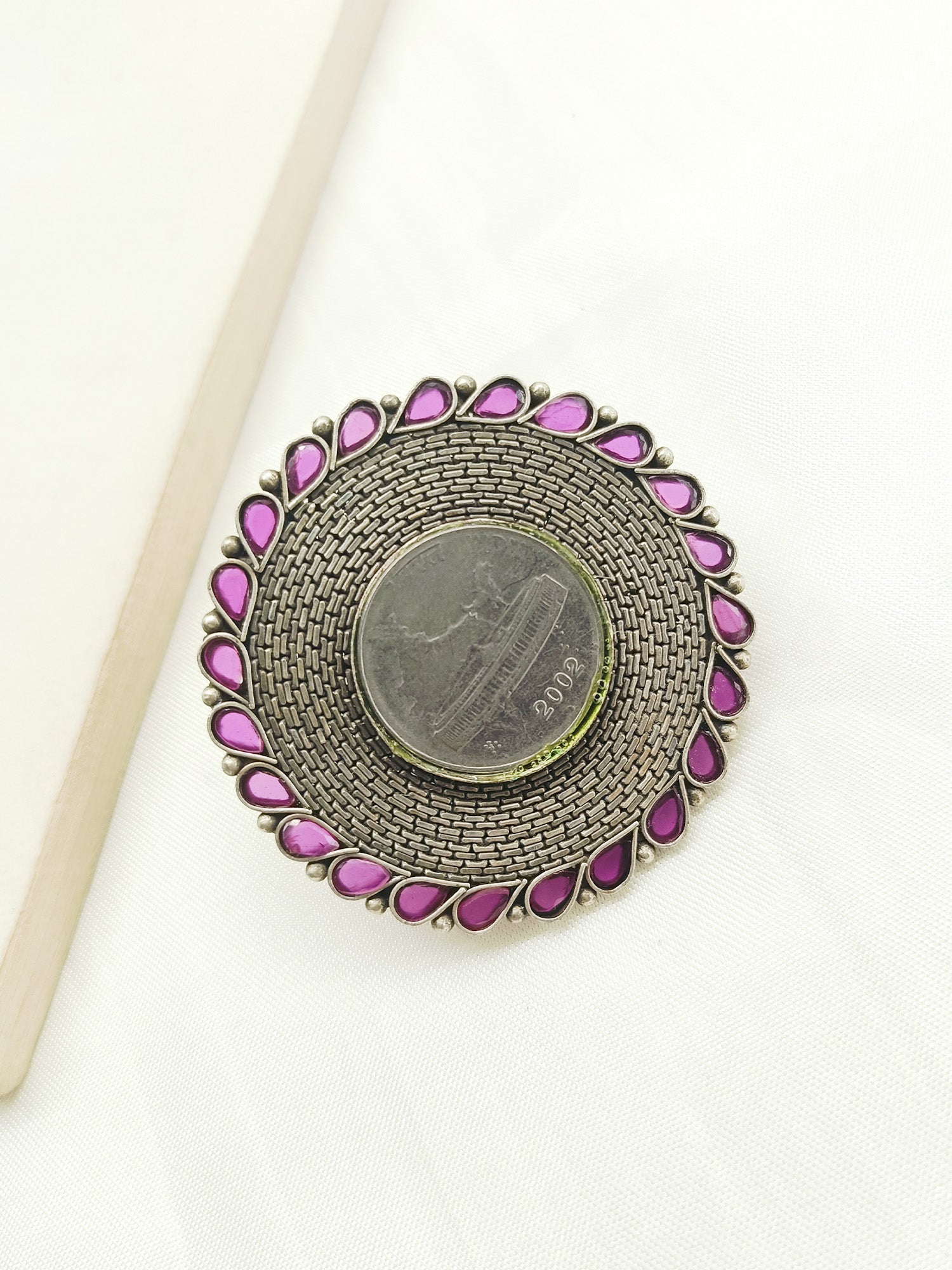 Unique Ruby Oxidized Finger Ring - qivii