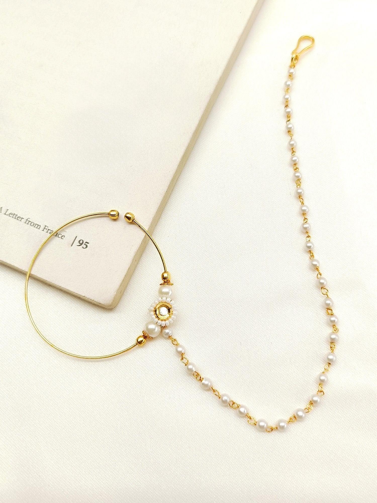 Jhalak White Kundan Bridal Nath