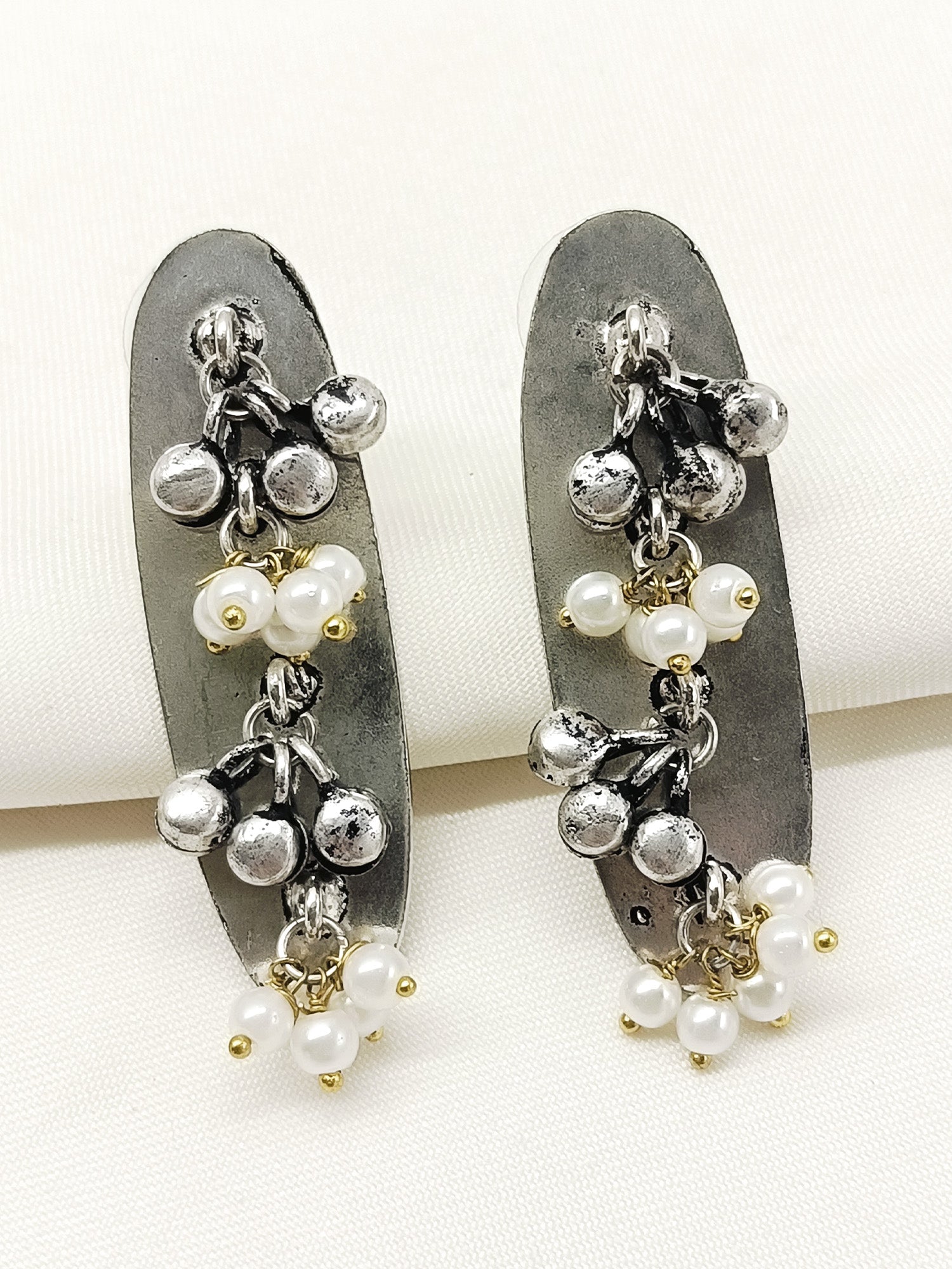 Hayat White Pearl Oxidized Tops