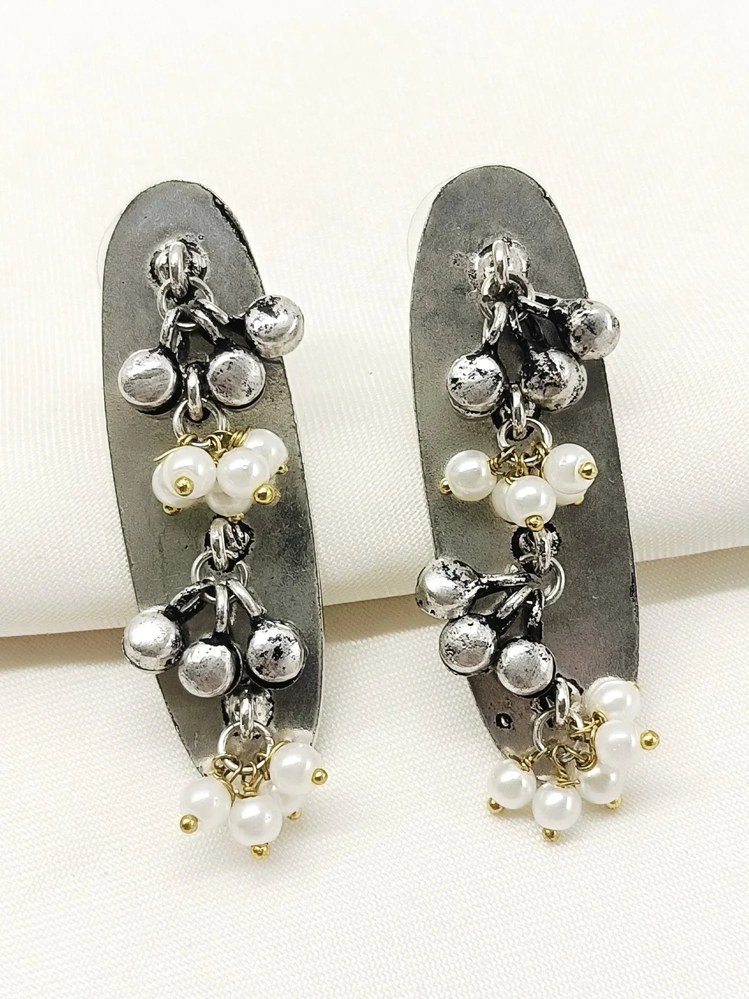 Hayat White Pearl Oxidized Tops