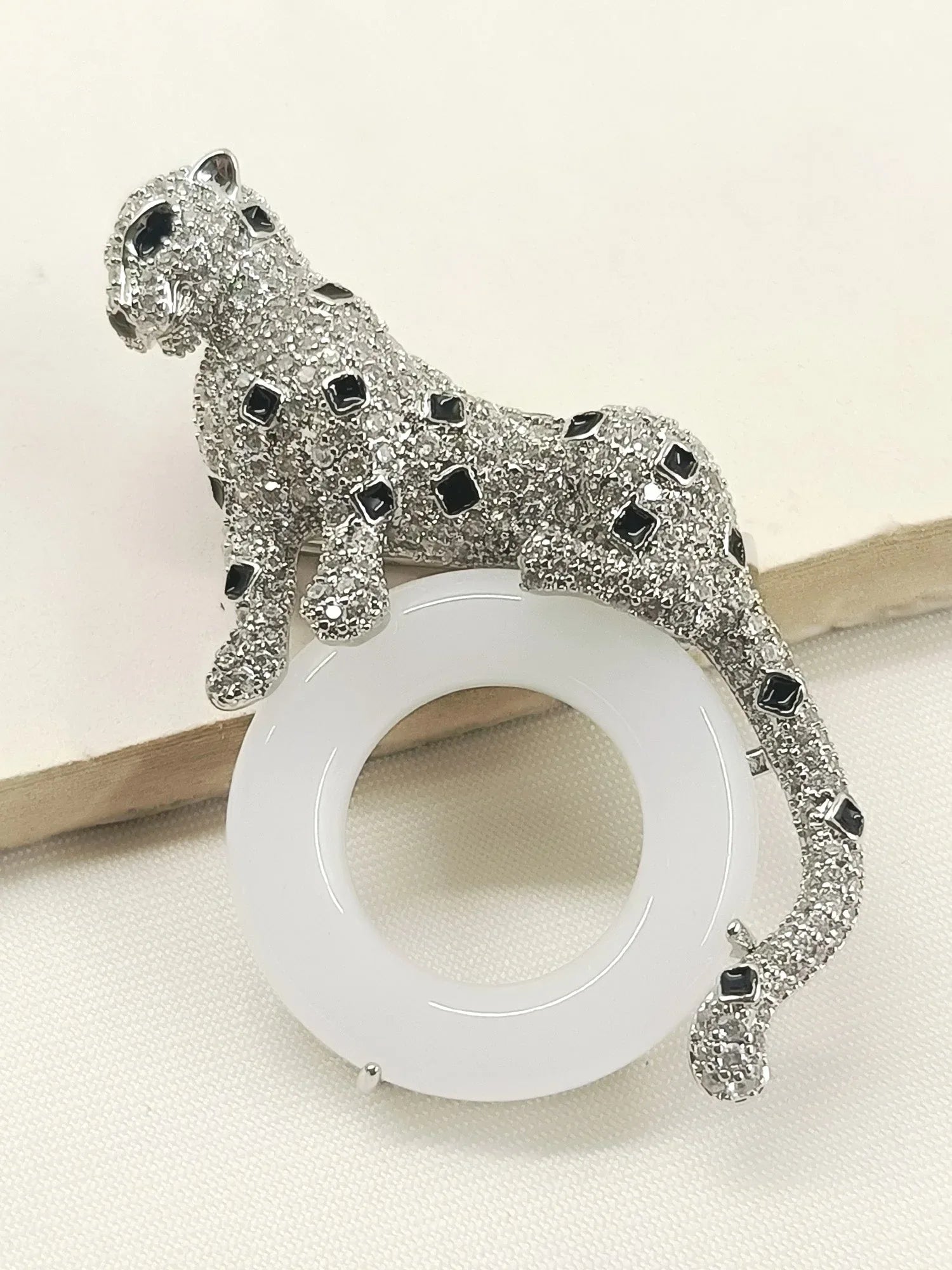 Sakina White Leopard Brooch