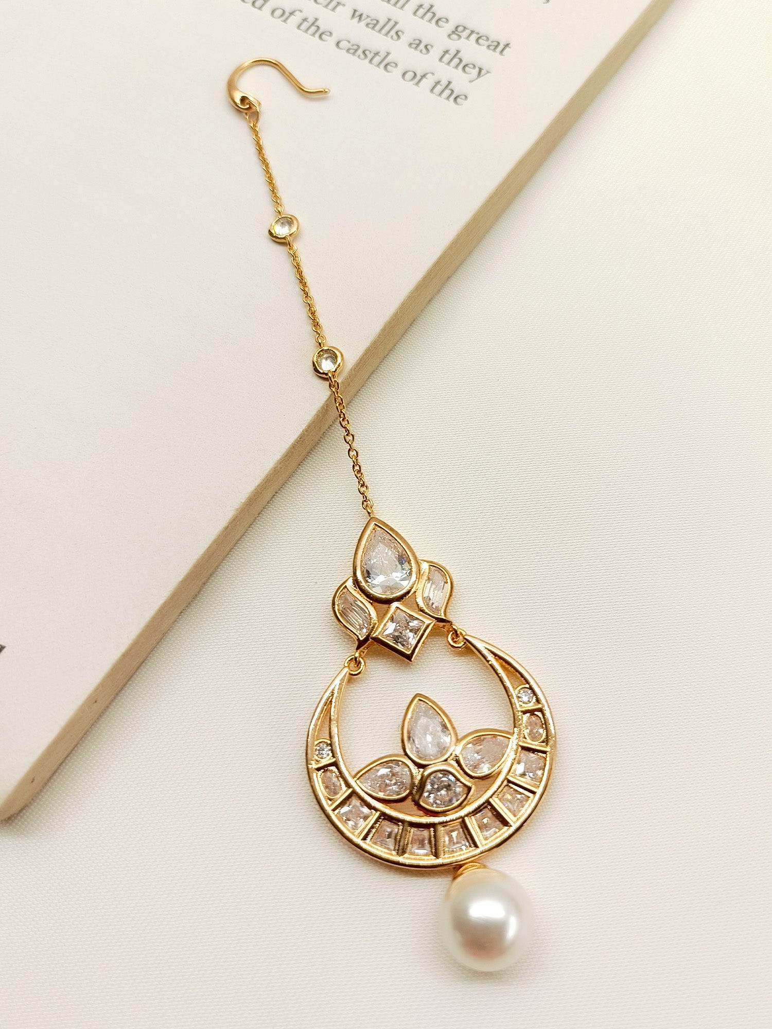 Yamini White American Diamond Maang Teeka