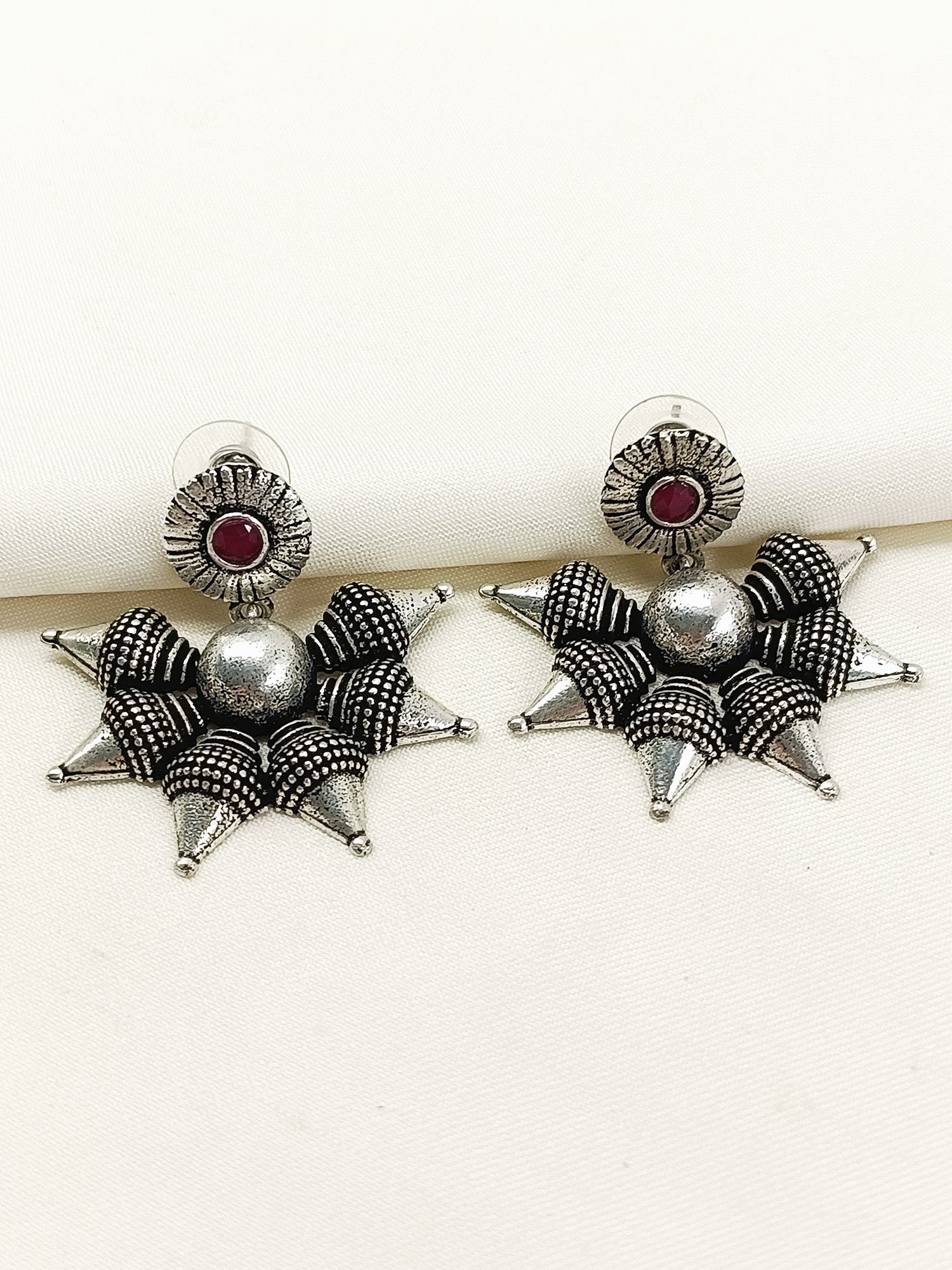 Lalasa Ruby Oxidized Earring