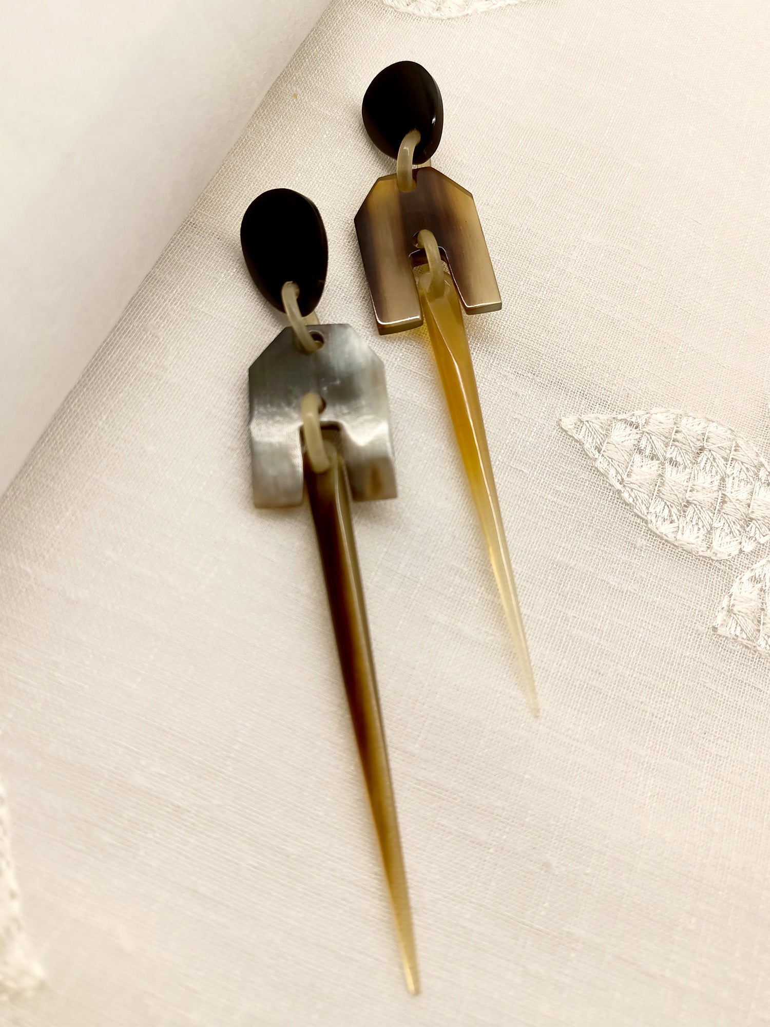 Sleek Beige Acrylic Long Western Earrings - qivii