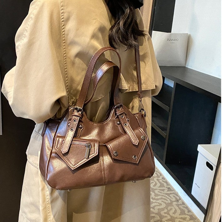 Women's Road Rebel Tote - Retro Moto-Inspired Convertible Carryall with Industrial Hardware