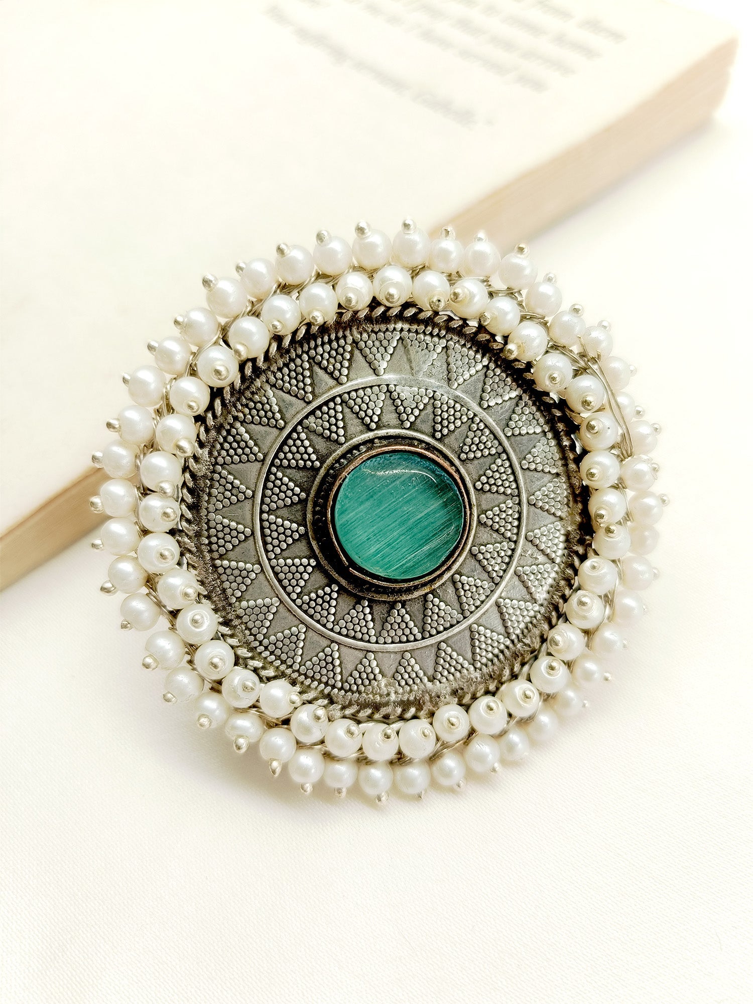 Amiyal Firozi Oxidized Finger Ring