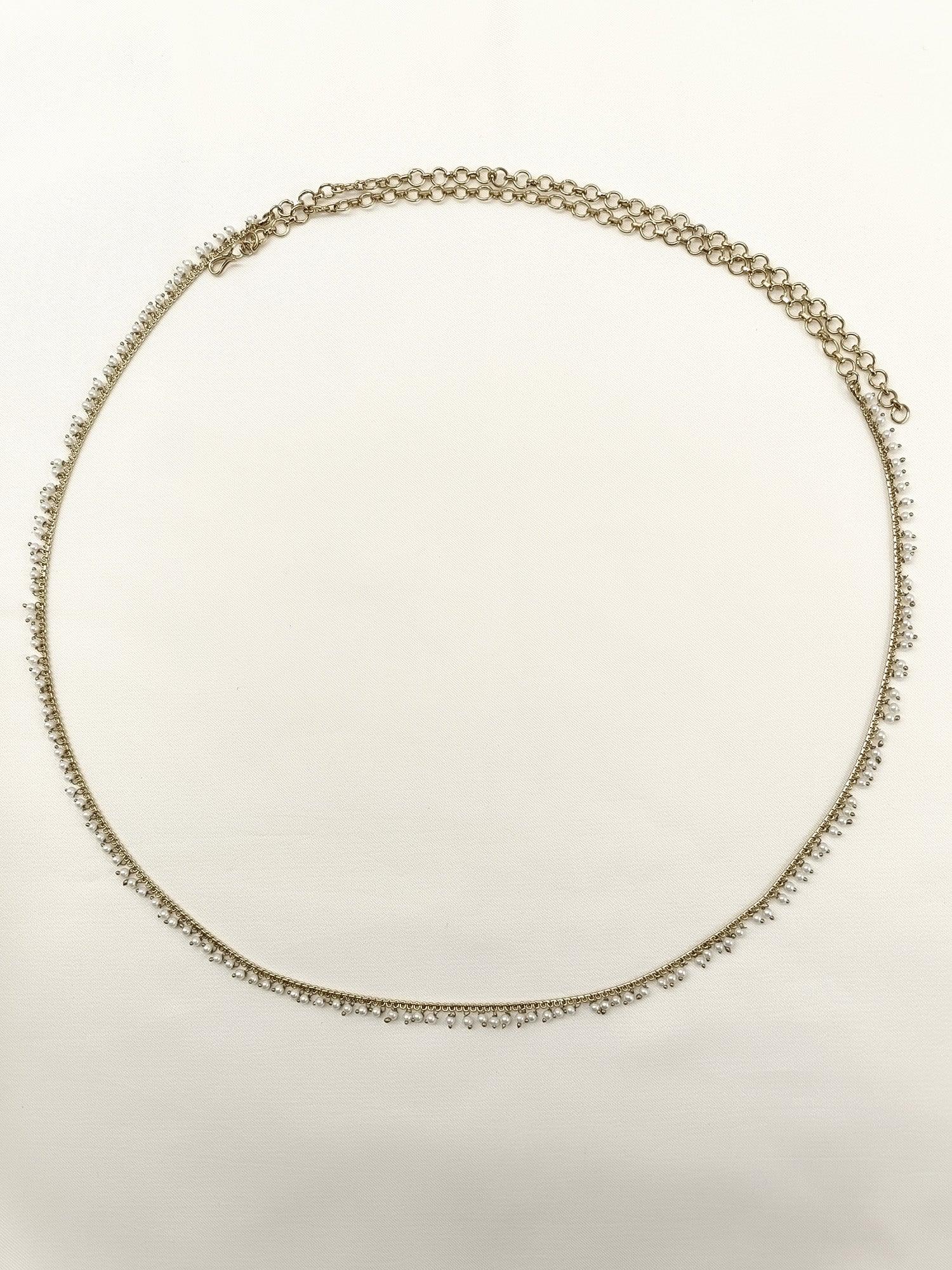 Shazia White Pearl Antique Waist Belt/kamar Bandh