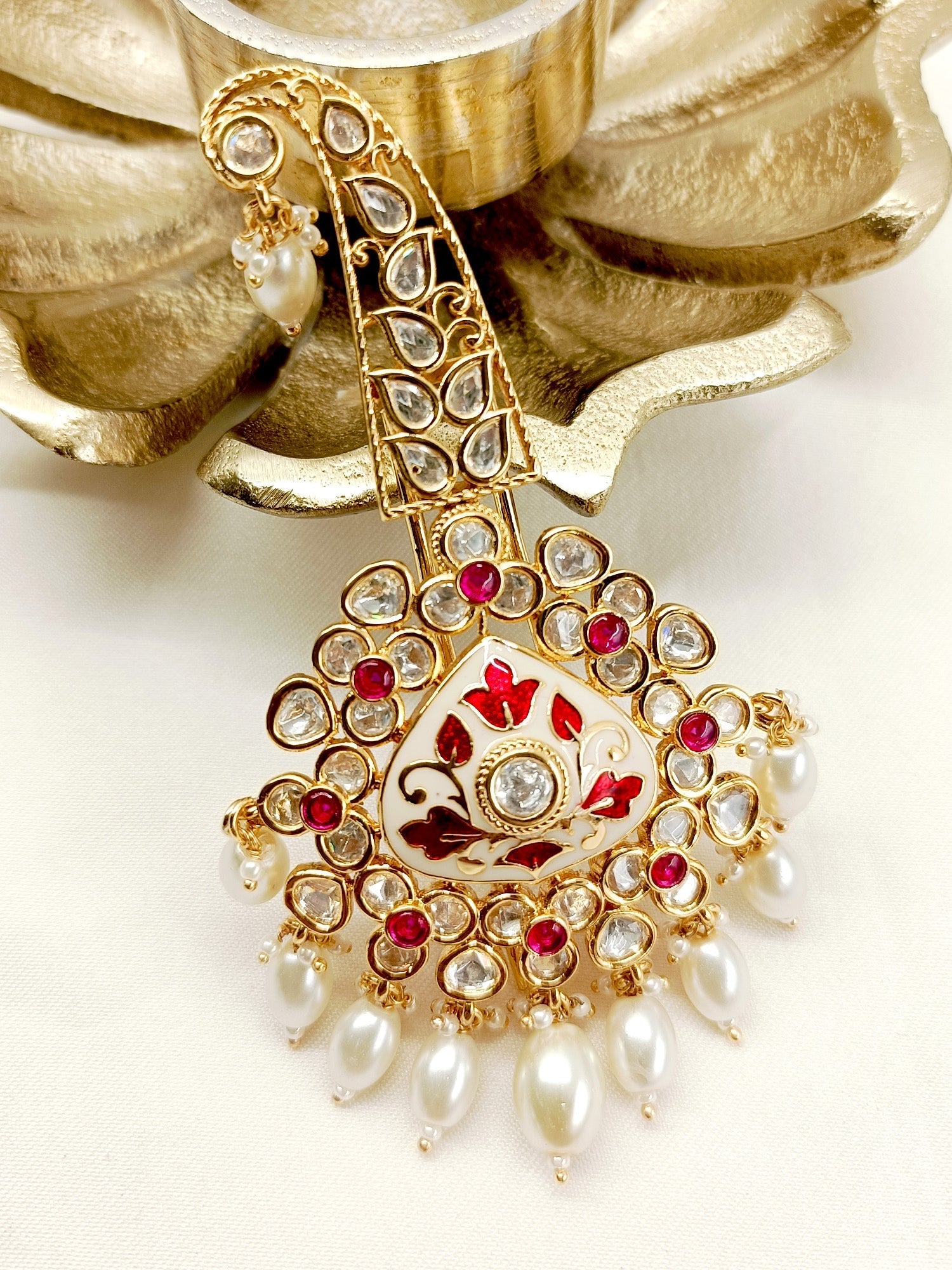 Shivay Red Kundan Dulha Kalgi - qivii