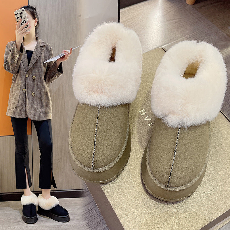Women's Poppy Cozy Platform Boots - Plush Faux Fur Cuff Slip-On Winter Booties (US 5-10.5)