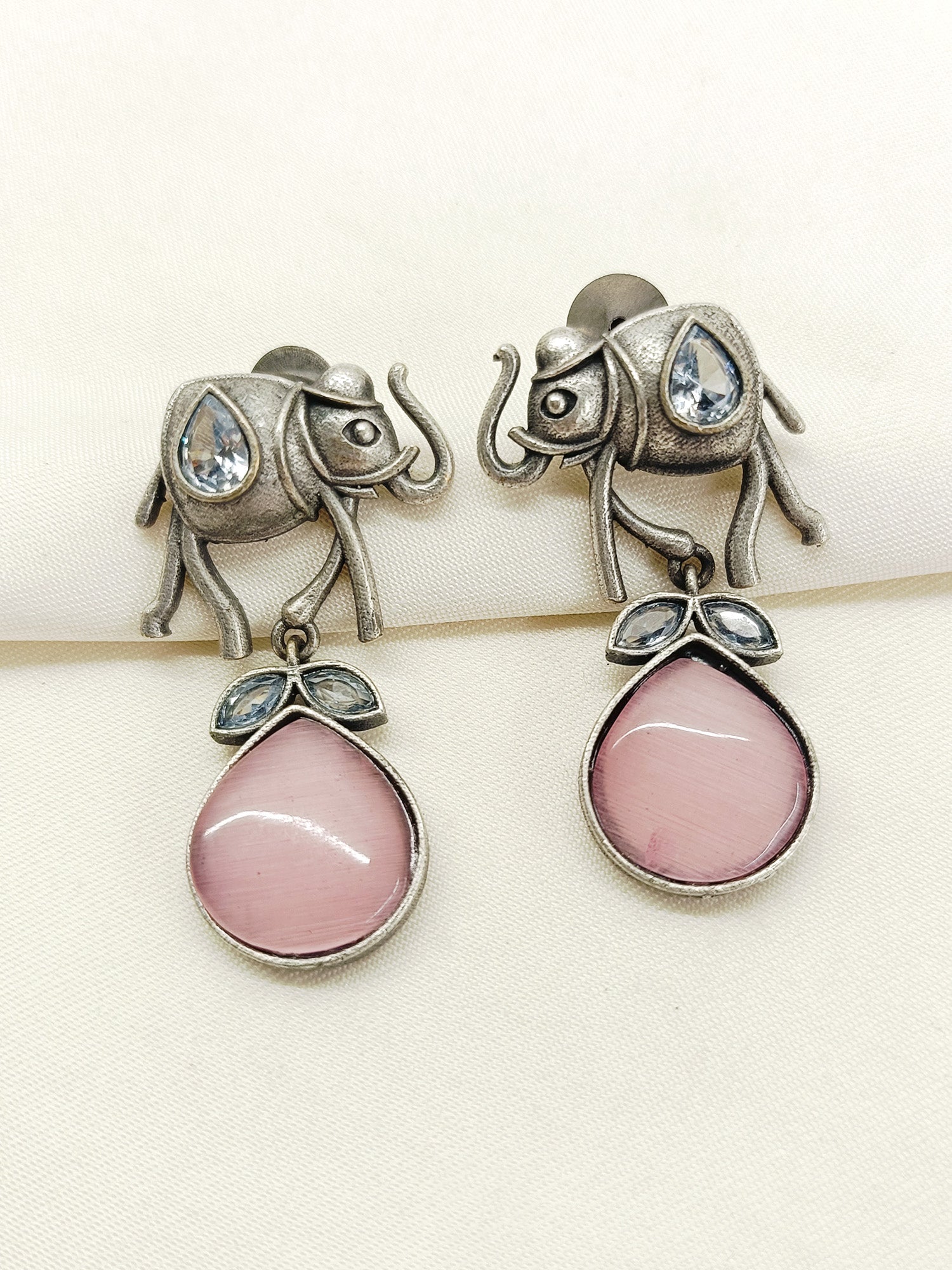 Shawetha Baby Pink Oxidized Earring