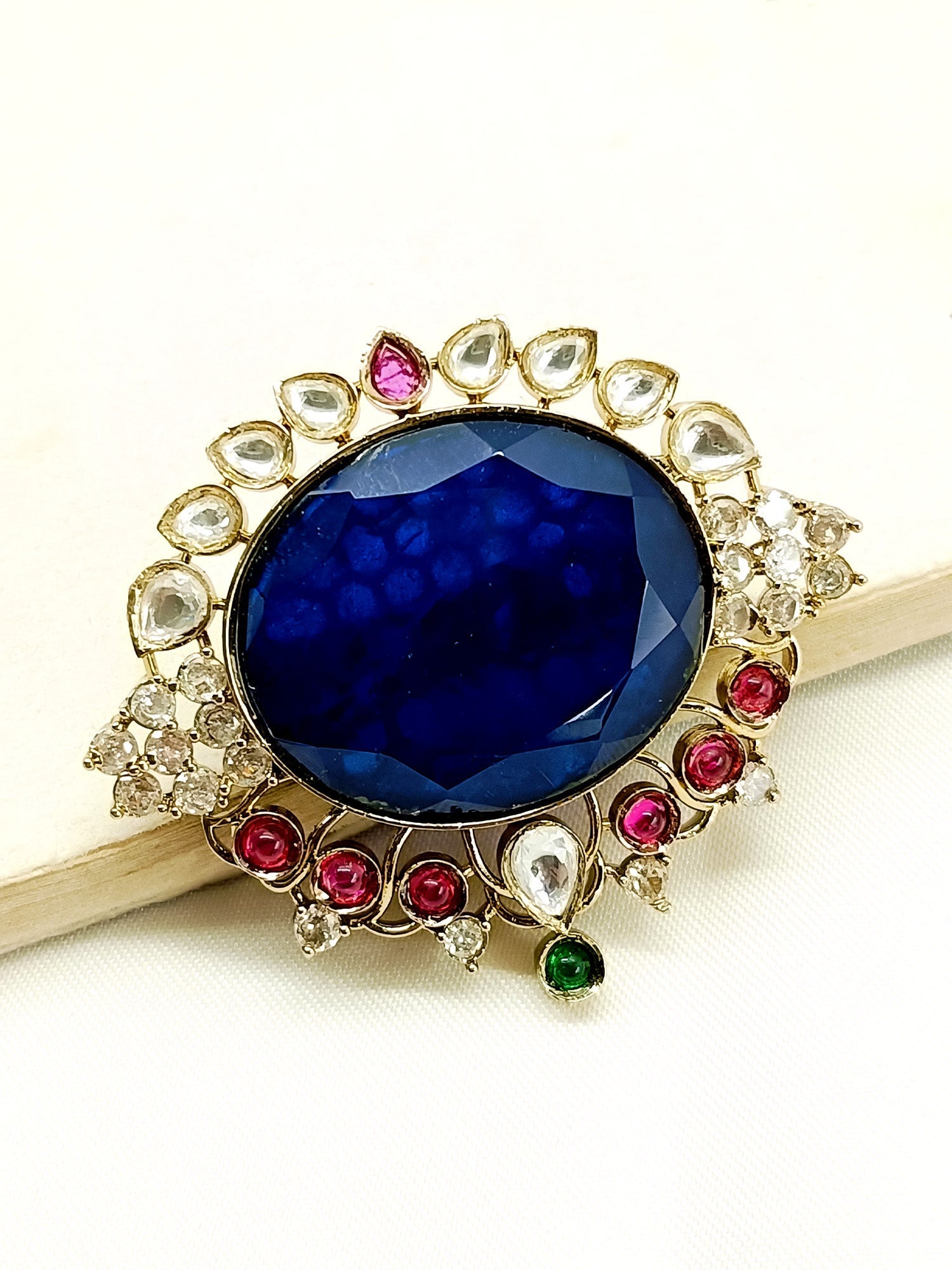 Manan Navy Blue Men's Brooch - qivii