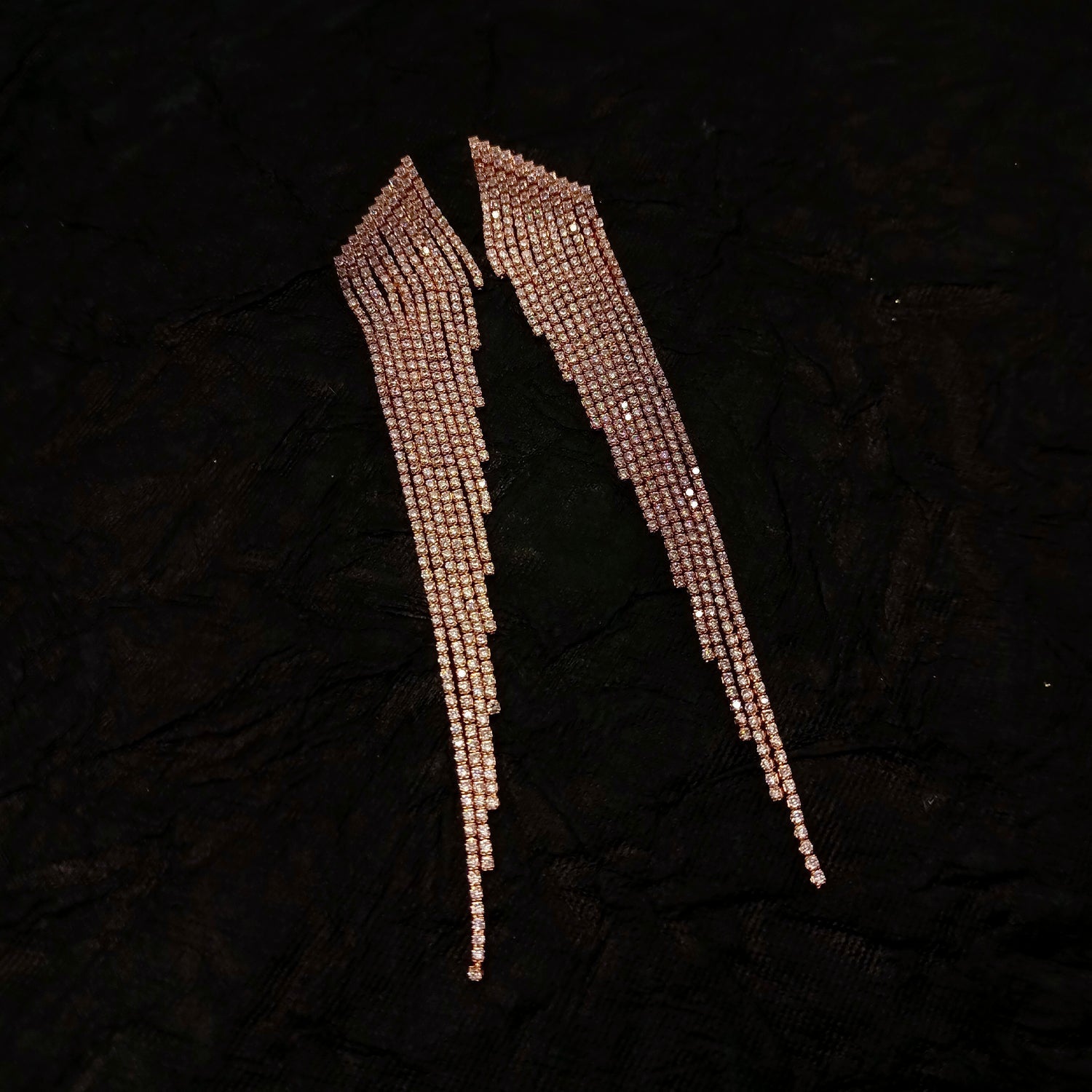 Ariella Long Western Earrings In Rose Gold Polish - qivii