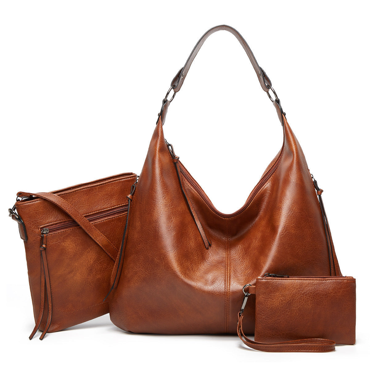 Ounamei Vegan Leather Hobo Shoulder Bag for Women | Large Capacity Purse with Matching Wallet & Card Holder | Shoulder & Crossbody Carry