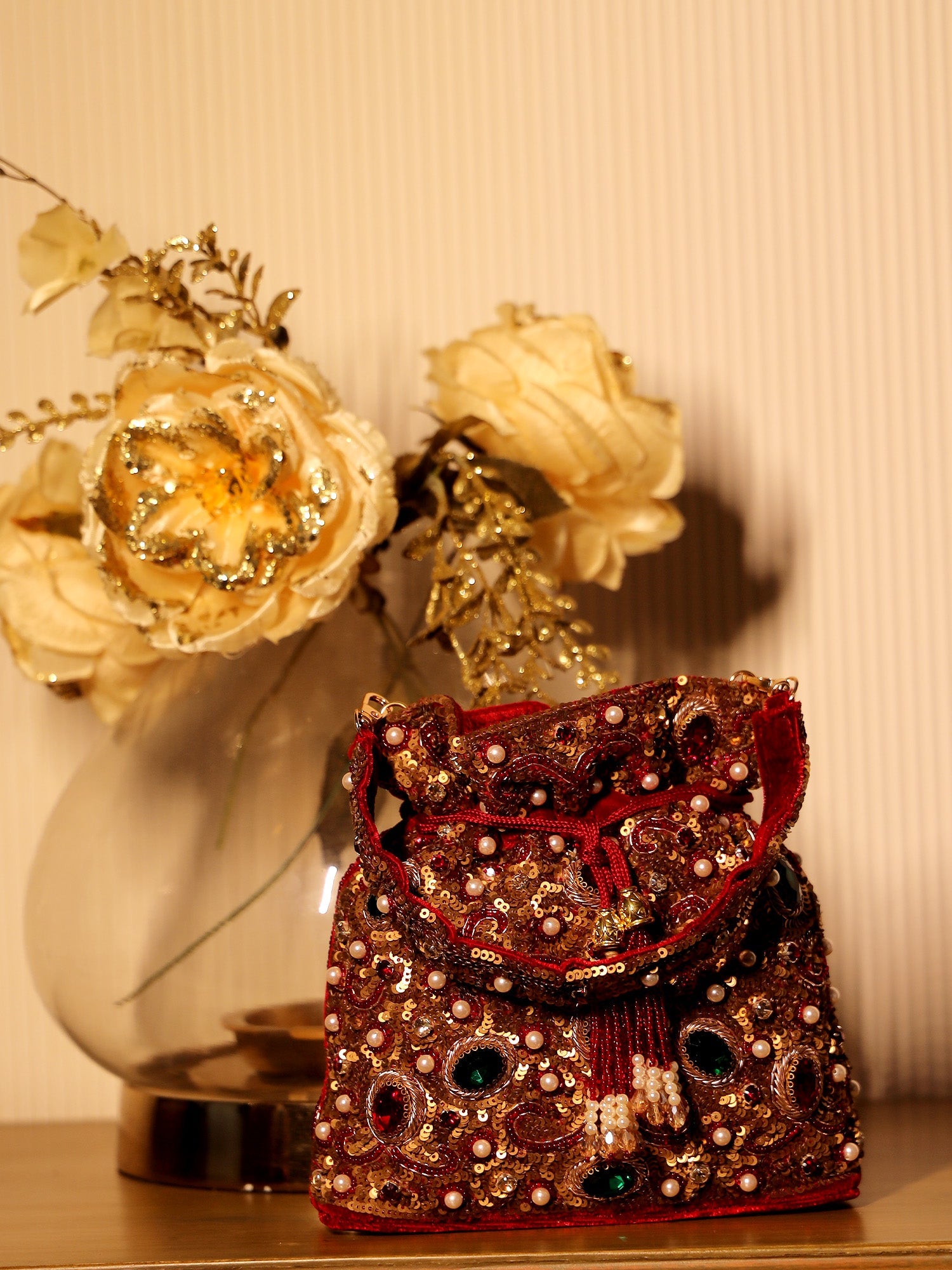 Suri Maroon Potli Bag - qivii