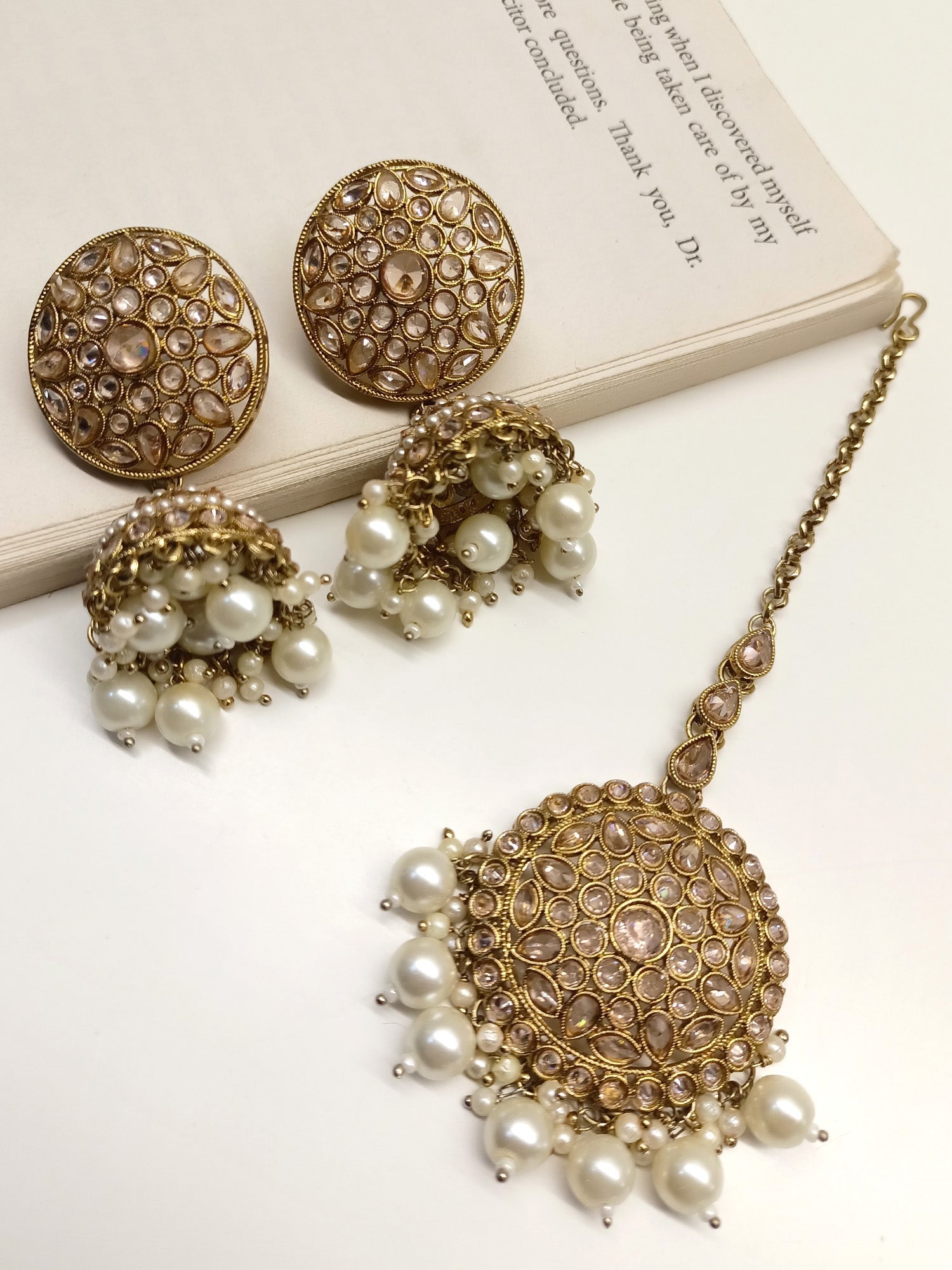 Chitra Copper Polki Jhumki With Teeka - qivii