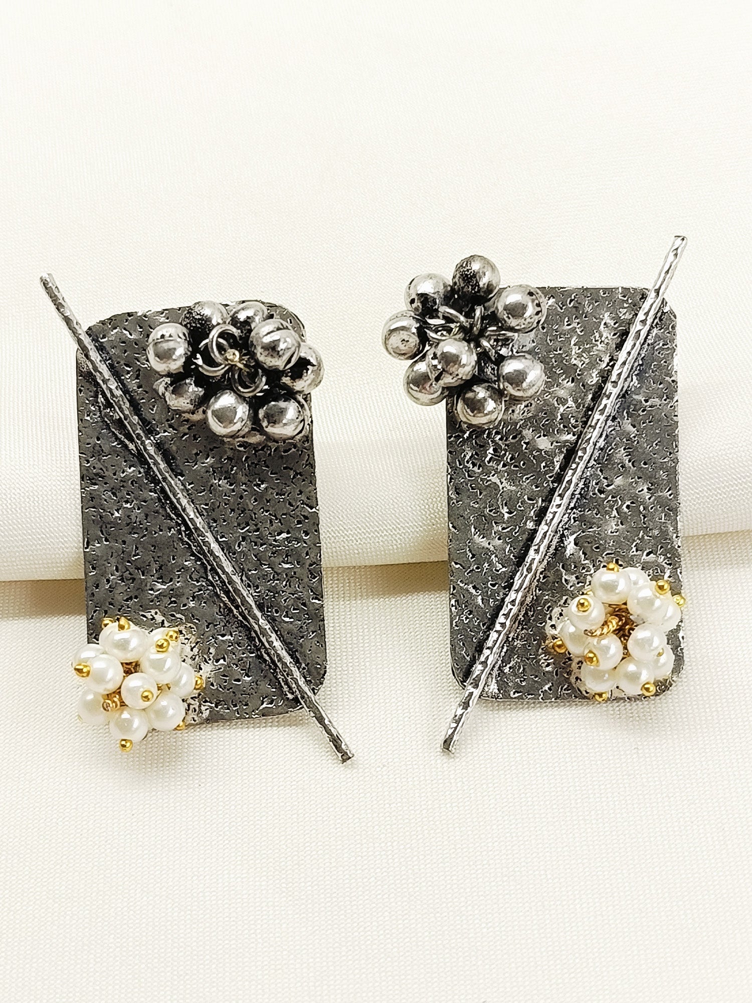 Jivananda White Pearl Oxidized Tops