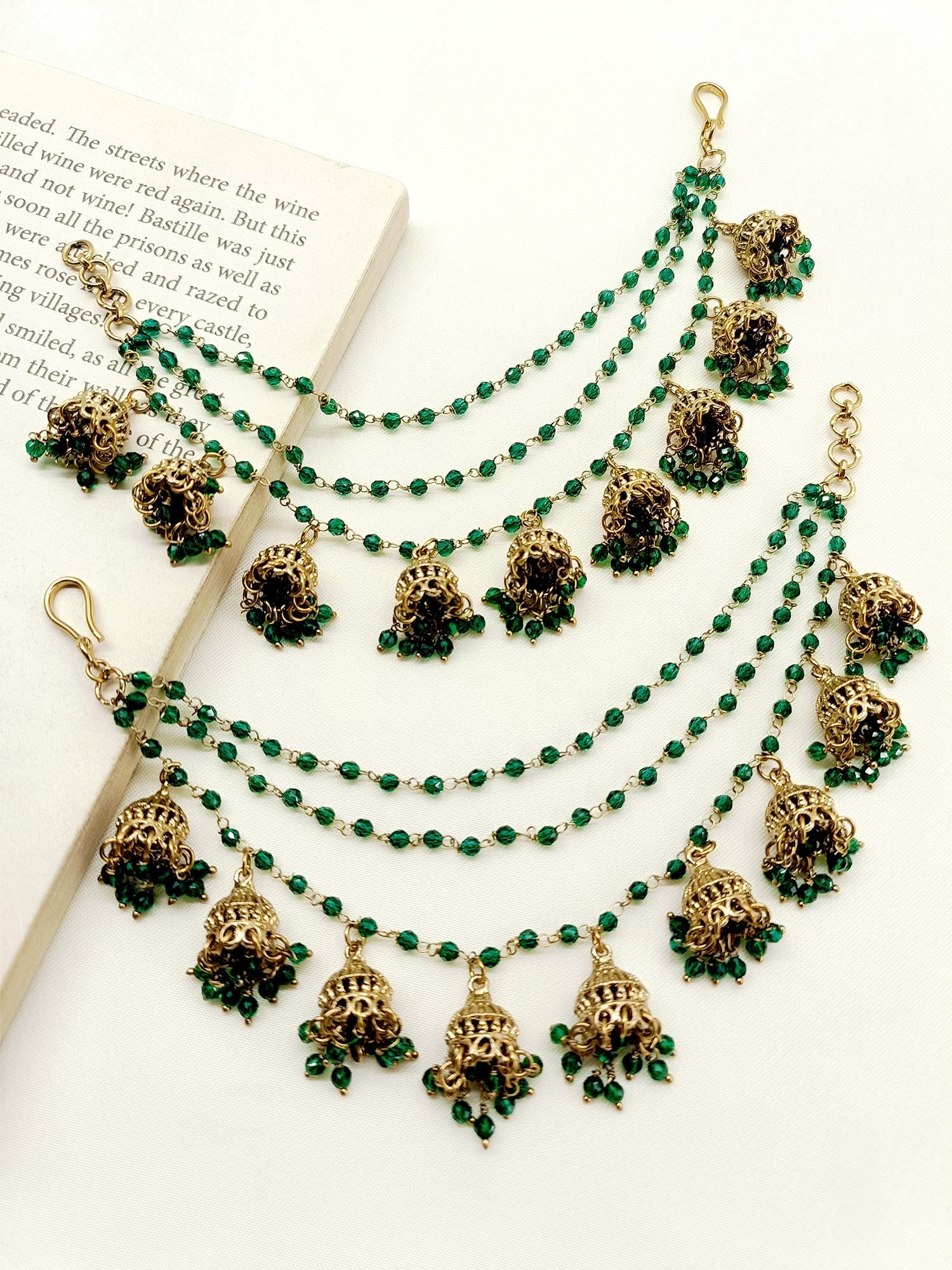 Aaheli Green Traditional Ear Chain - qivii