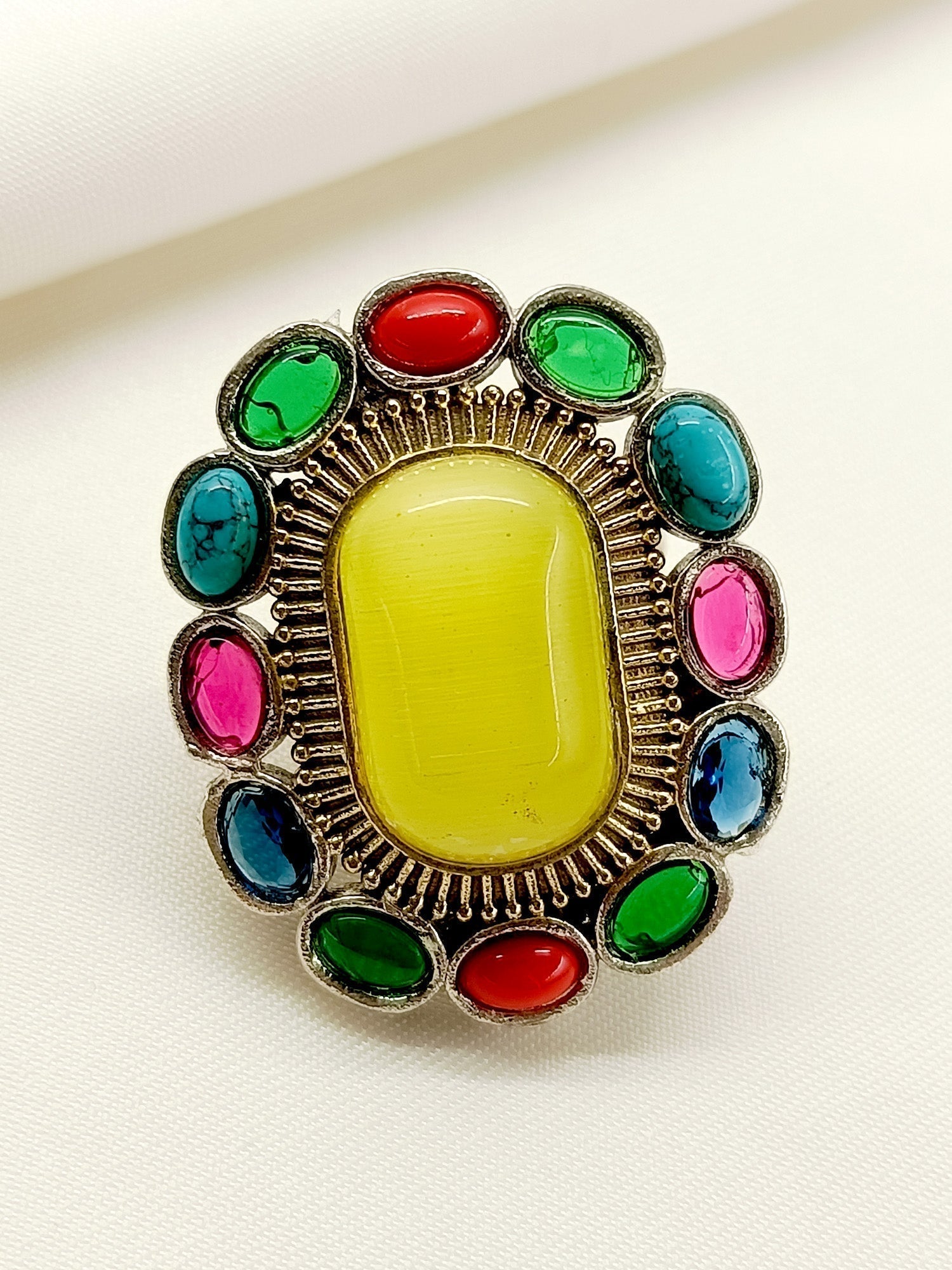 Nema Multi Colour Oxidized Finger Ring - qivii