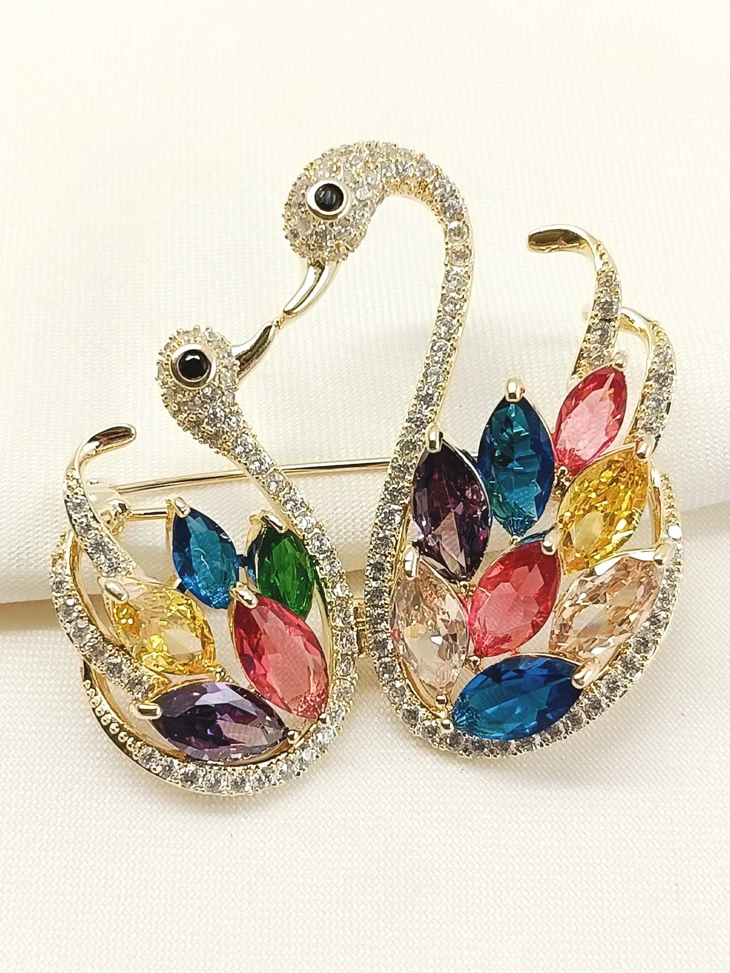 Melisa Multi Colour Swan Brooch