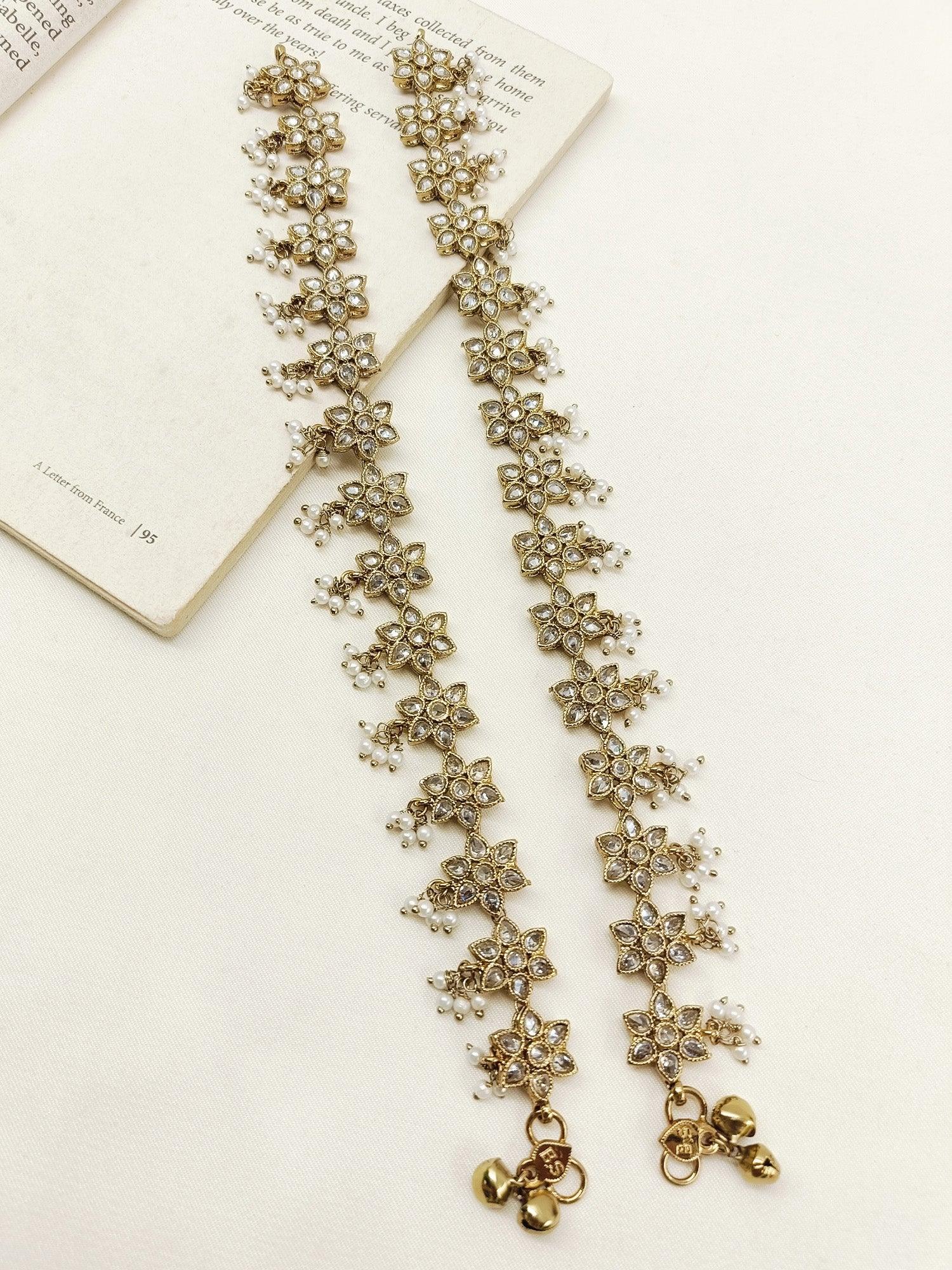 Vinaya White Pearl Polki Anklet
