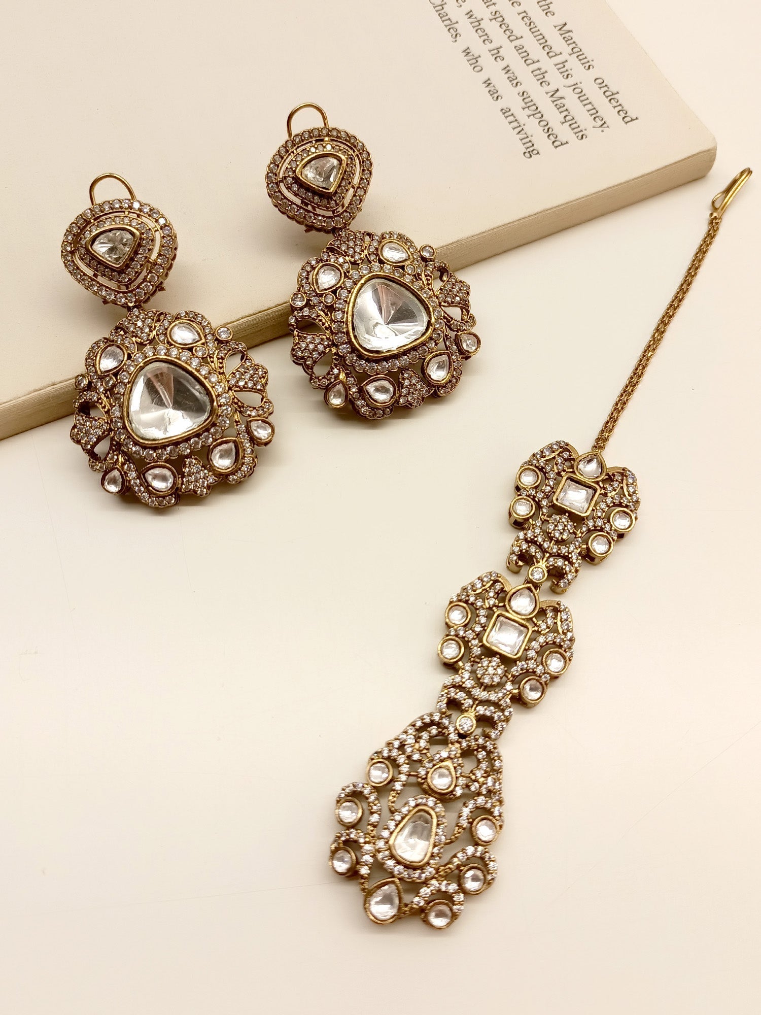 Maitreyi Diamond Polki Earrings With Teeka - qivii