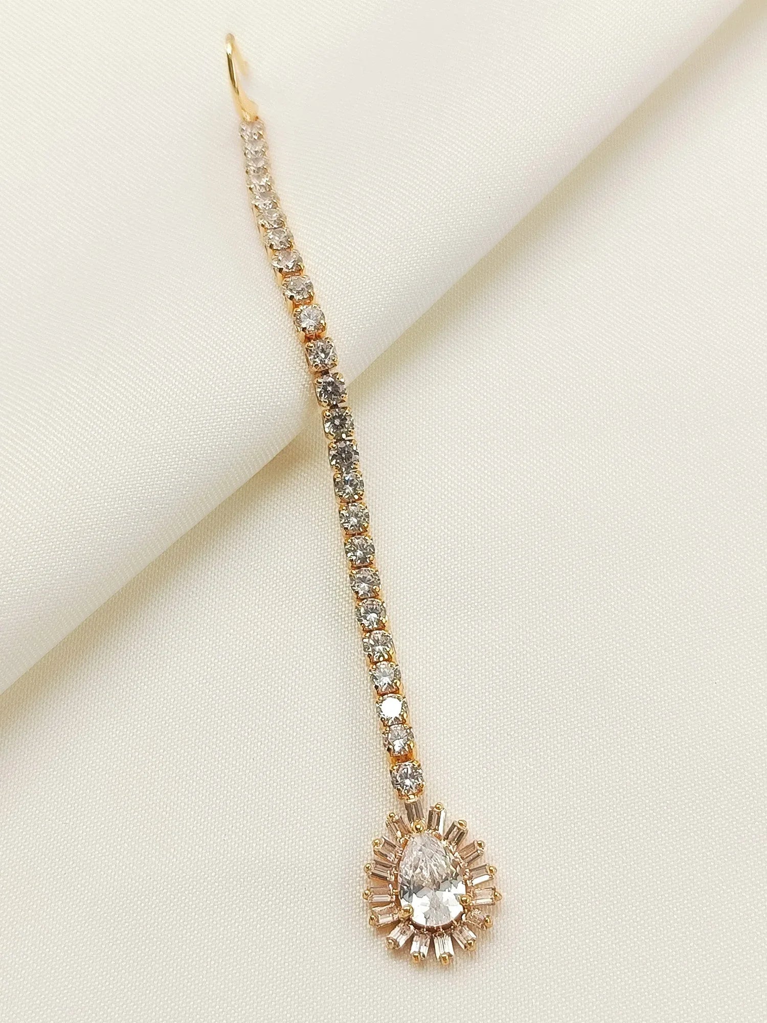 Srimati White American Diamond Teeka
